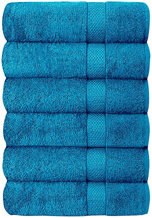Set of 6 Hotel &#x26; Spa 100% Cotton Bath Towels 27x52 inch
