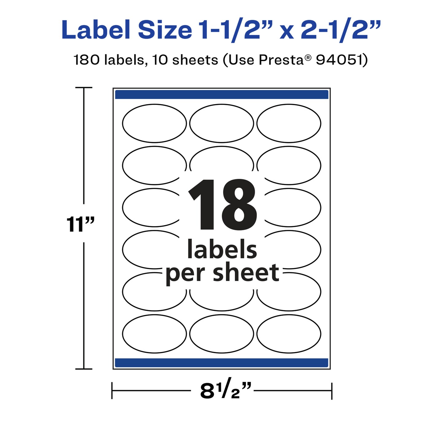 Avery Glossy White Oval Labels with Sure Feed, 1.5&#x22; x 2.5&#x22;