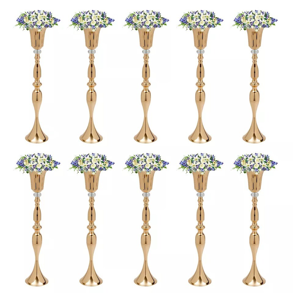 10 Gold Wedding Centerpieces Flower Vase Candle Holder Table Retro Home Decor