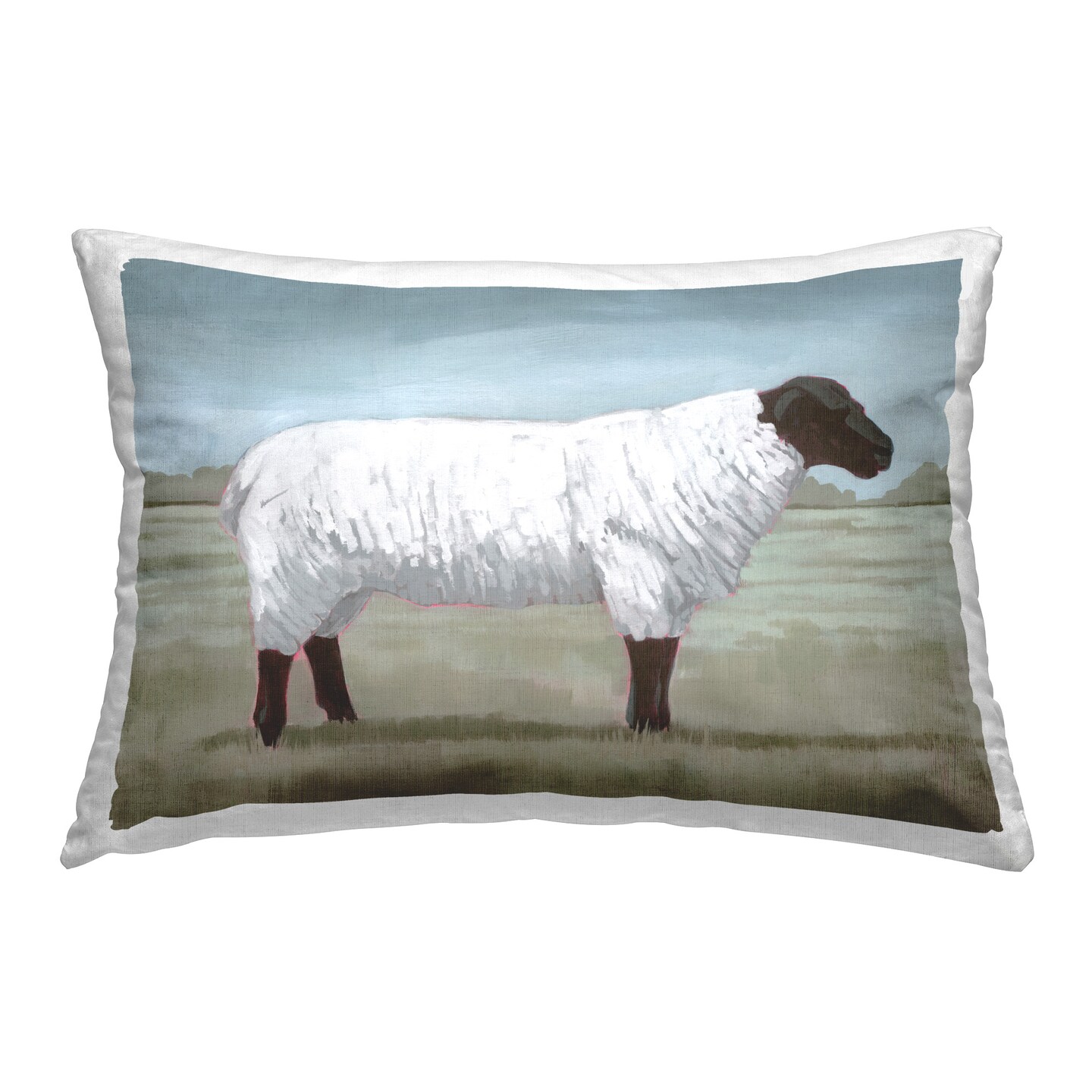 Sheep Facing Right Design by Grace Popp Throw Pillow 