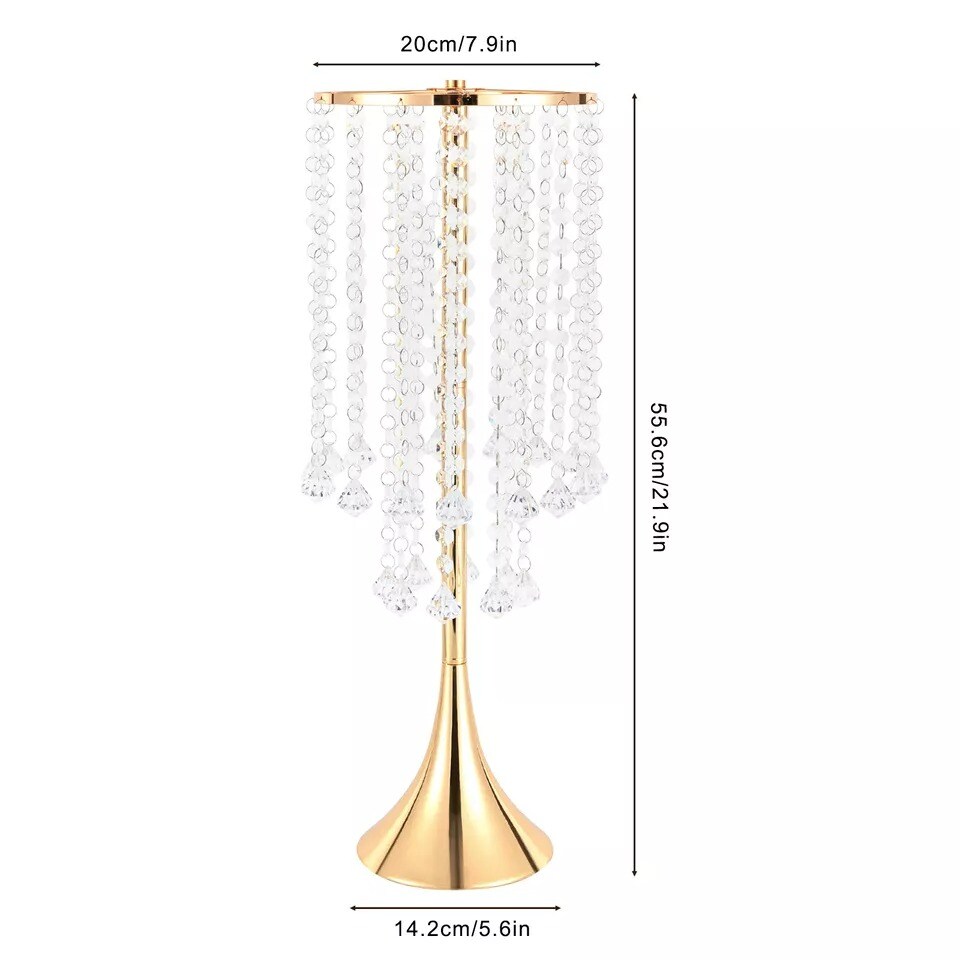 10pcs Crystal Flower Vases Golden Flower Stand Wedding Table Centerpieces Decor