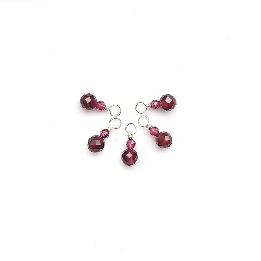Tiny Garnet Dangle Charms, January Birthstone Drops, 5 pc, Adorabilities