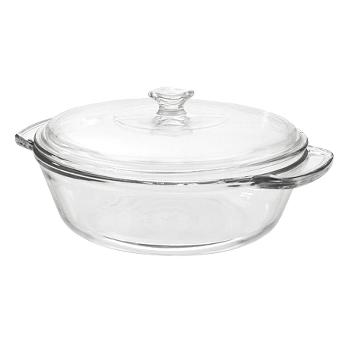 Anchor Hocking Round Glass Casserole Baking Dish with Cover, 2 Quart, Durable Glass Dish for Baking Roasting and Serving, Oven Safe, Easy to Clean