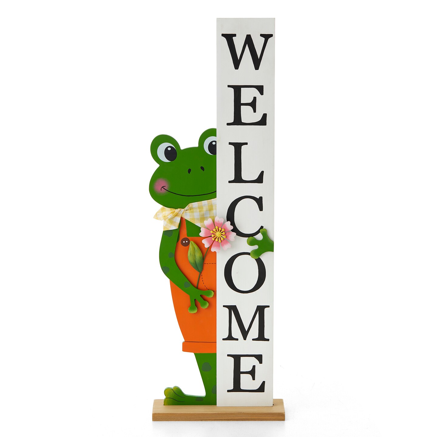 36&#x22;H Wooden Frog Welcome Porch D&#xE9;cor