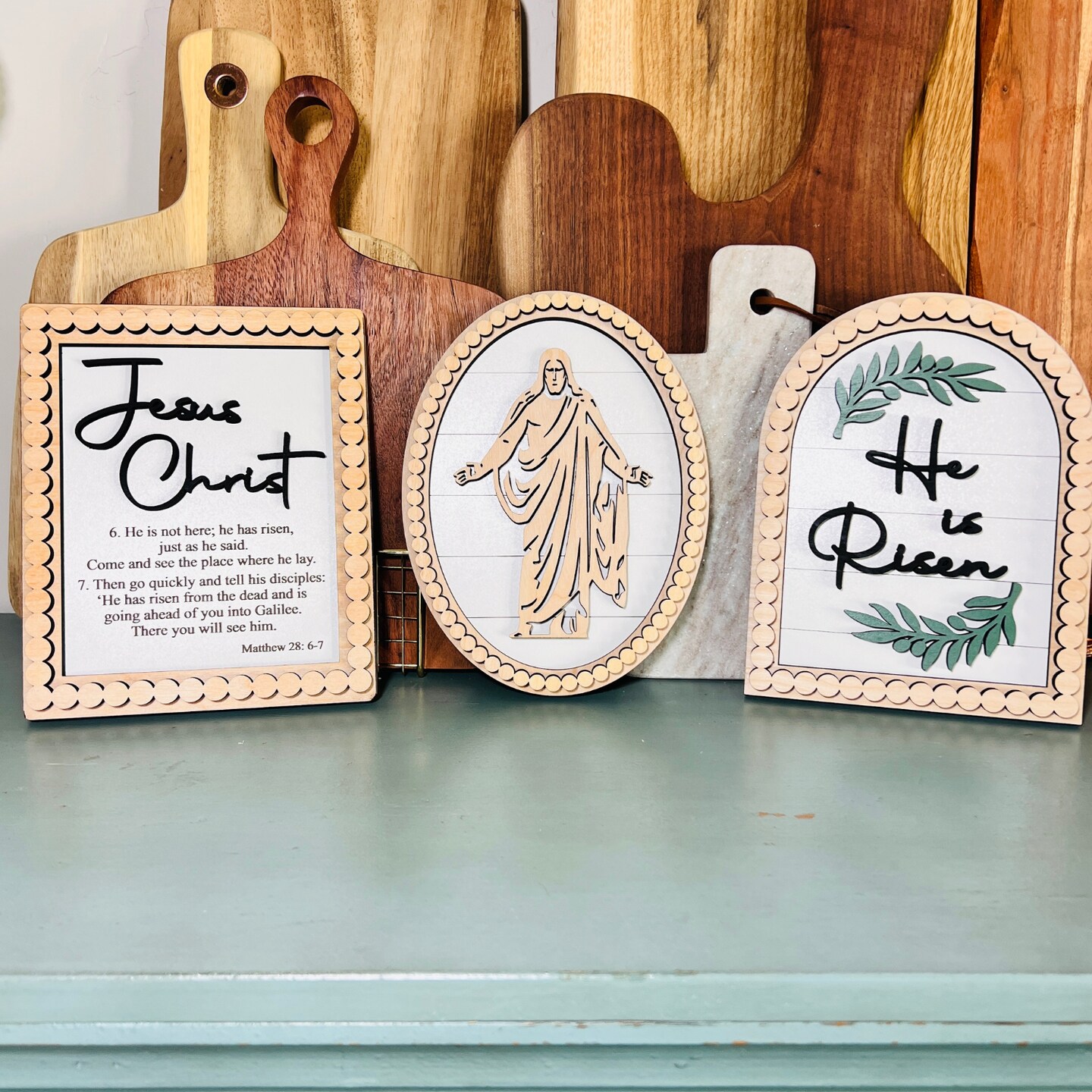 Christ Sign Set | Laser Cut Birch Set | Resurrection Decor