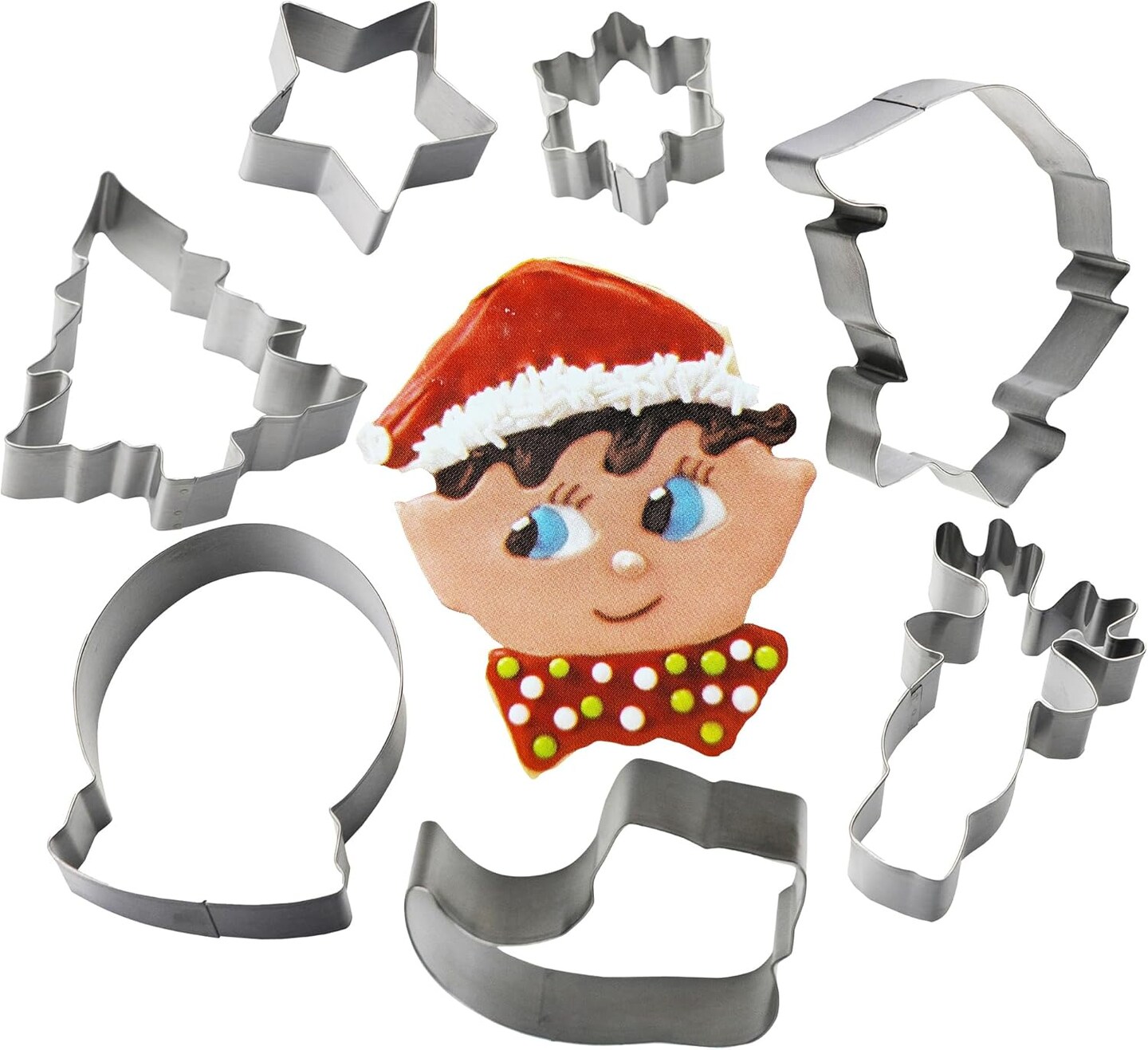 Cookie Cutters Stainless Steel Christmas Shapes by Set of 7 Pcs