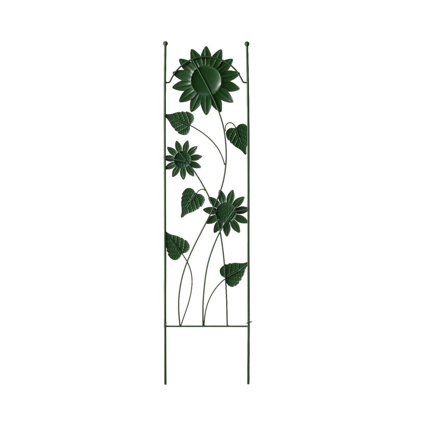 48&#x22;H Metal Sunflowers Garden Trellis, Garden Stakes