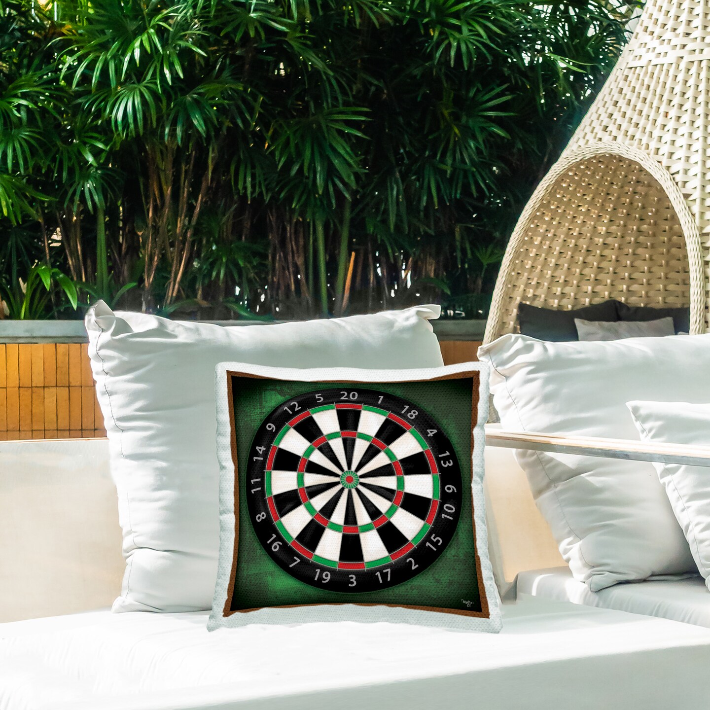 Darts Game Target Design by Molly B. Outdoor Printed Pillow 