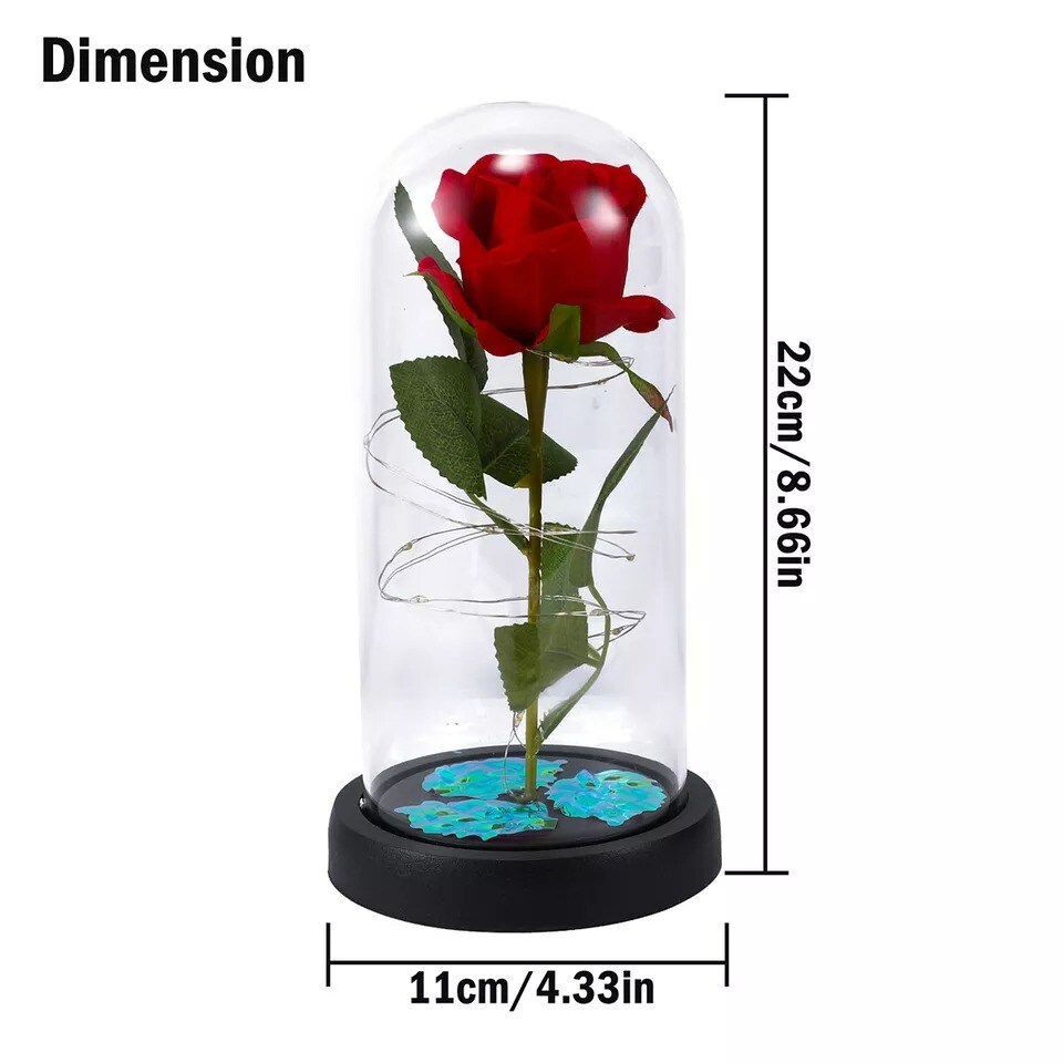 LED Lighted Beauty and the Beast Enchanted Rose In Glass Dome Mother&#x27;s Day Gift