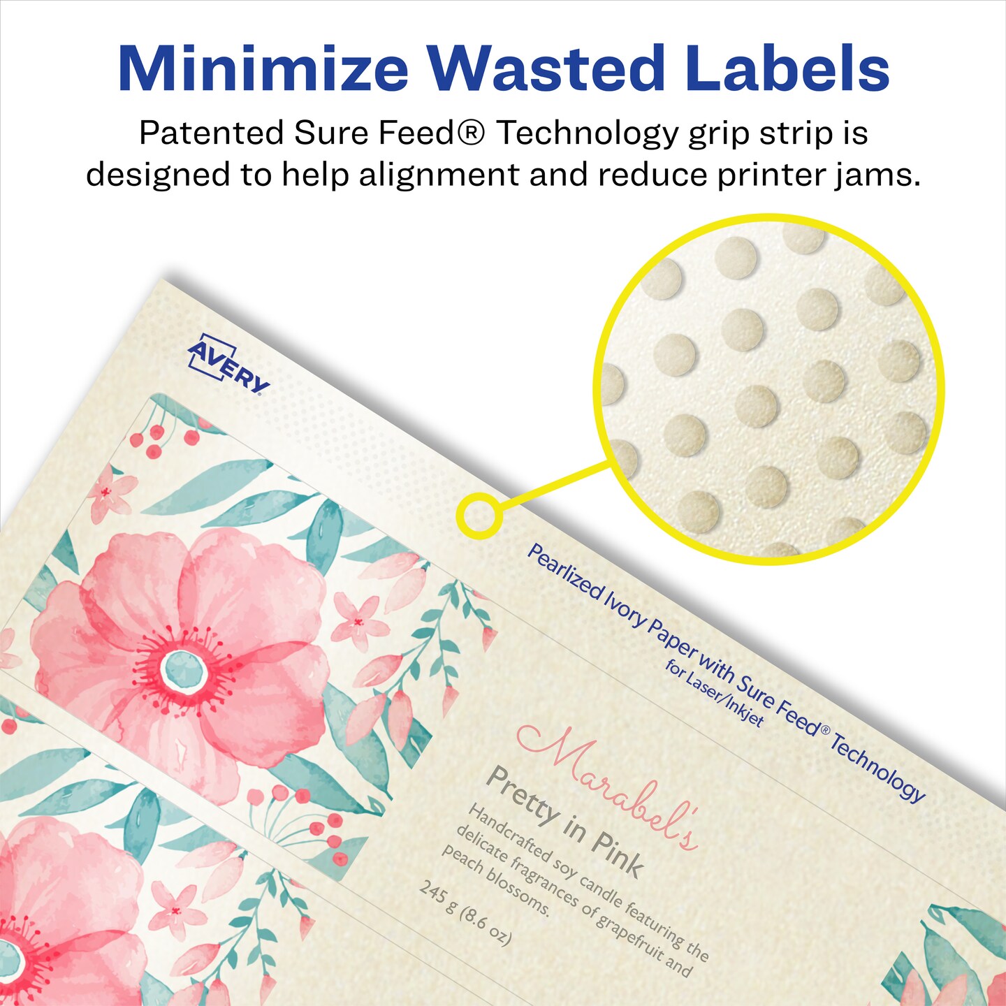 Avery Pearlized Ivory Rectangle Labels with Sure Feed Technology, Print-to-the-Edge, 2.25&#x22; x 7.75&#x22;