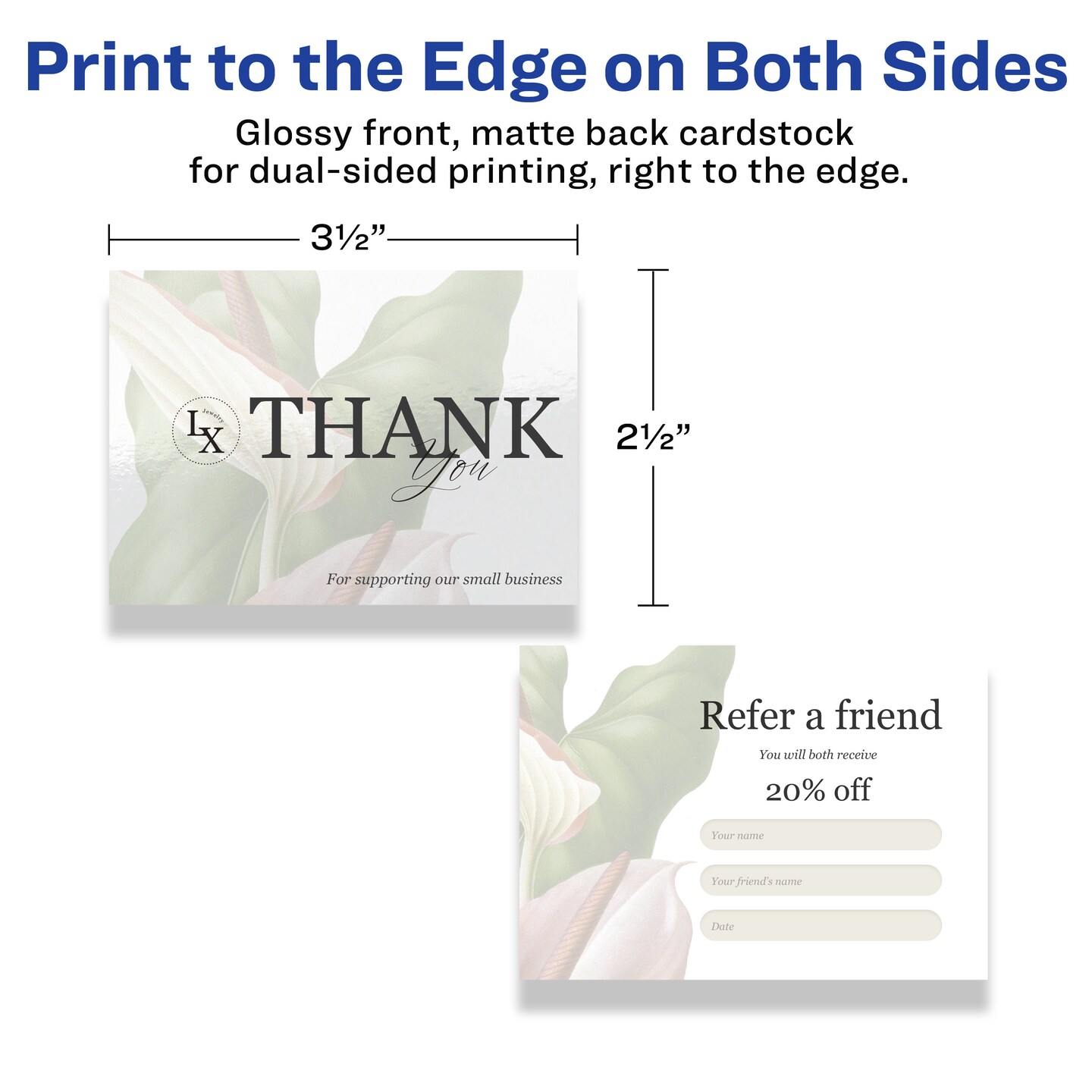 Avery 2-1/2&#x22; x 3-1/2&#x22; Rectangle, Glossy White Business Cards