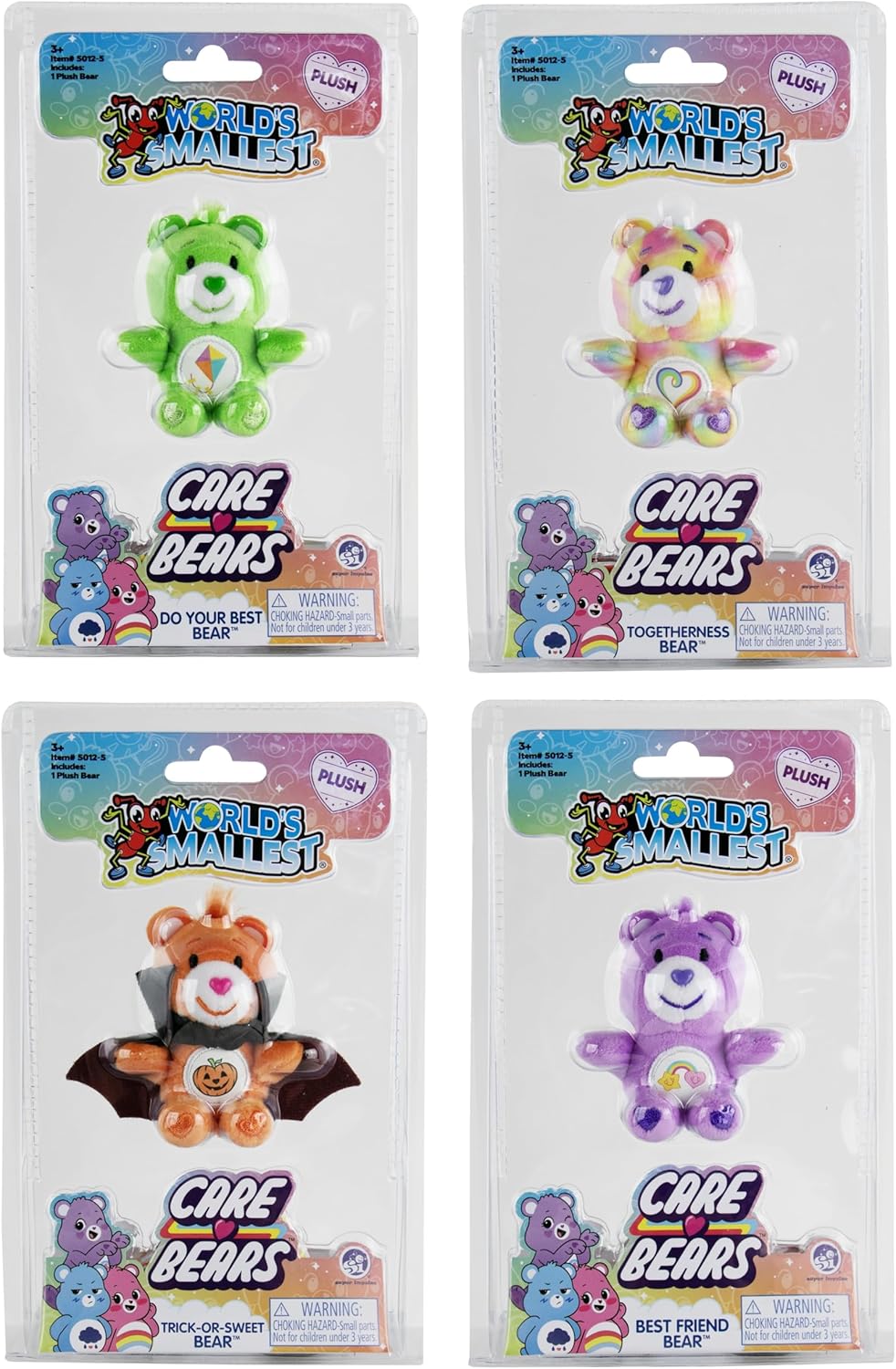 Worlds Smallest Care Bears Series 5 Bundle Set of 4 - Best Friend Bear - Trick or Sweet Bear - Do Your Best Bear - Togetherness Bear
