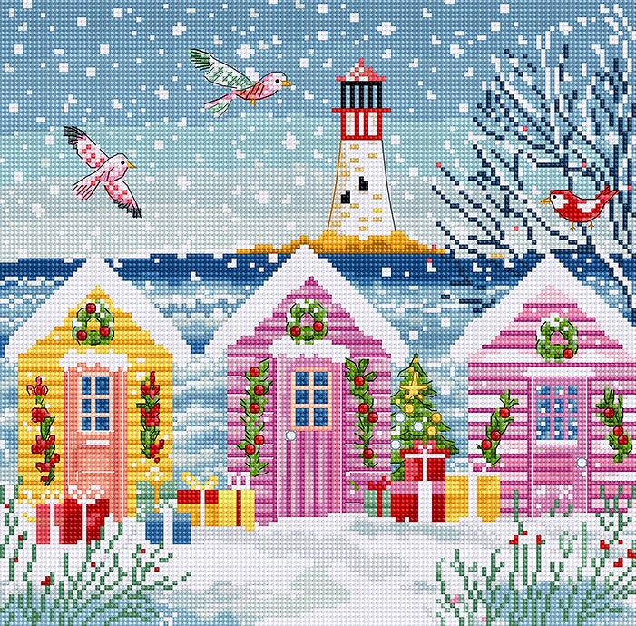 Snowy Sea Cottage L9915 Counted Cross Stitch Kit