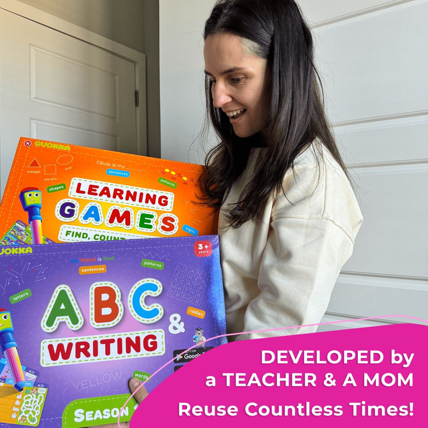 QUOKKA Busy Book Practice Handwriting for Kids - Learn to Count for Toddlers 3-5 | 30 Tasks | Pre K ABC Letter Tracing | Homeschool Preschool Learning Activities