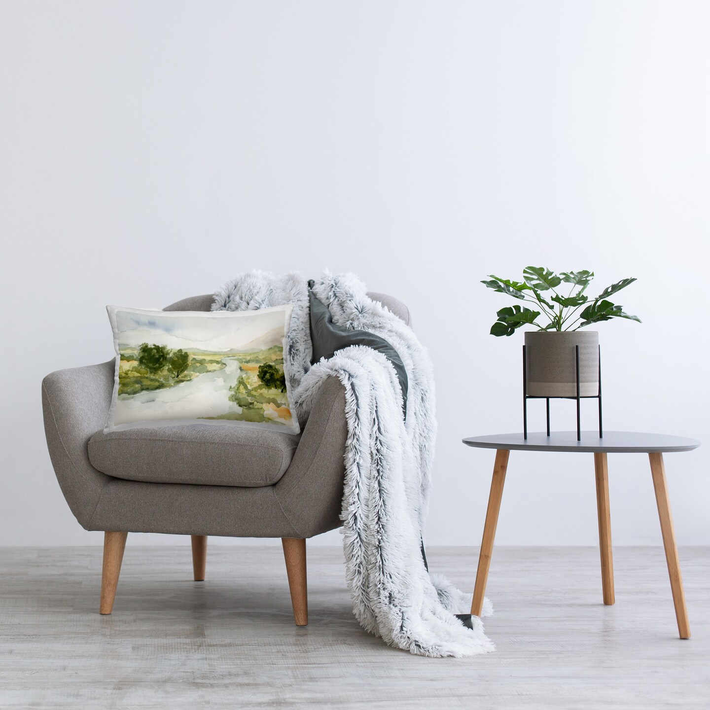 Atmospheric Stream Landscape Design by Victoria Barnes Throw Pillow