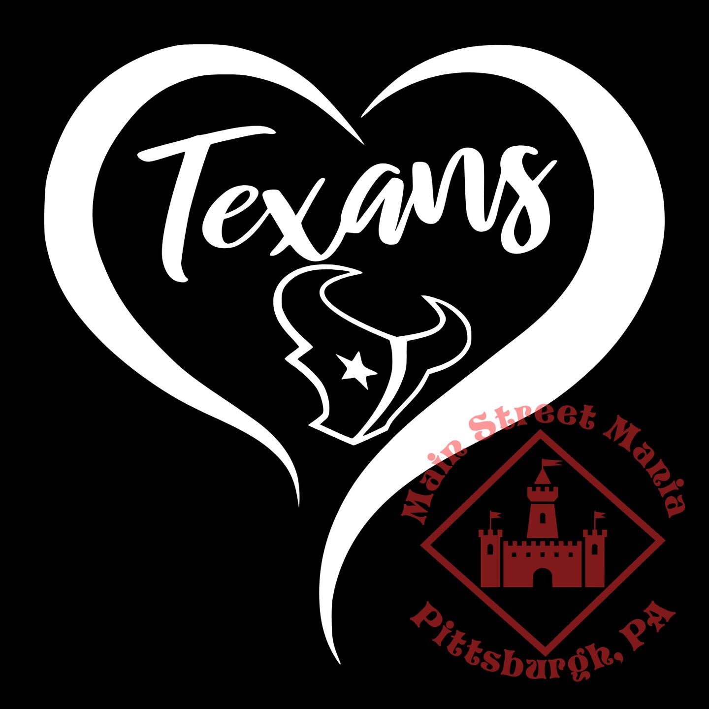 Texans Heart Sticker Decal