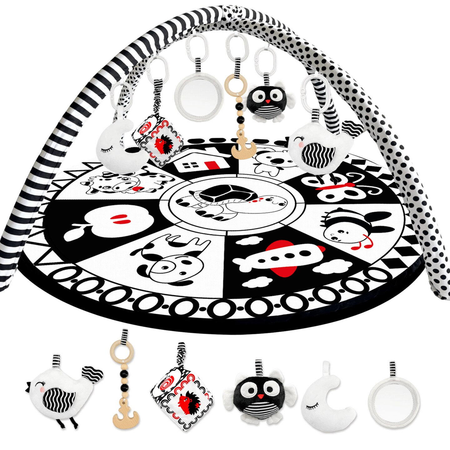 Floor Round Playmat for Babies | Super Soft Black&#x26;White