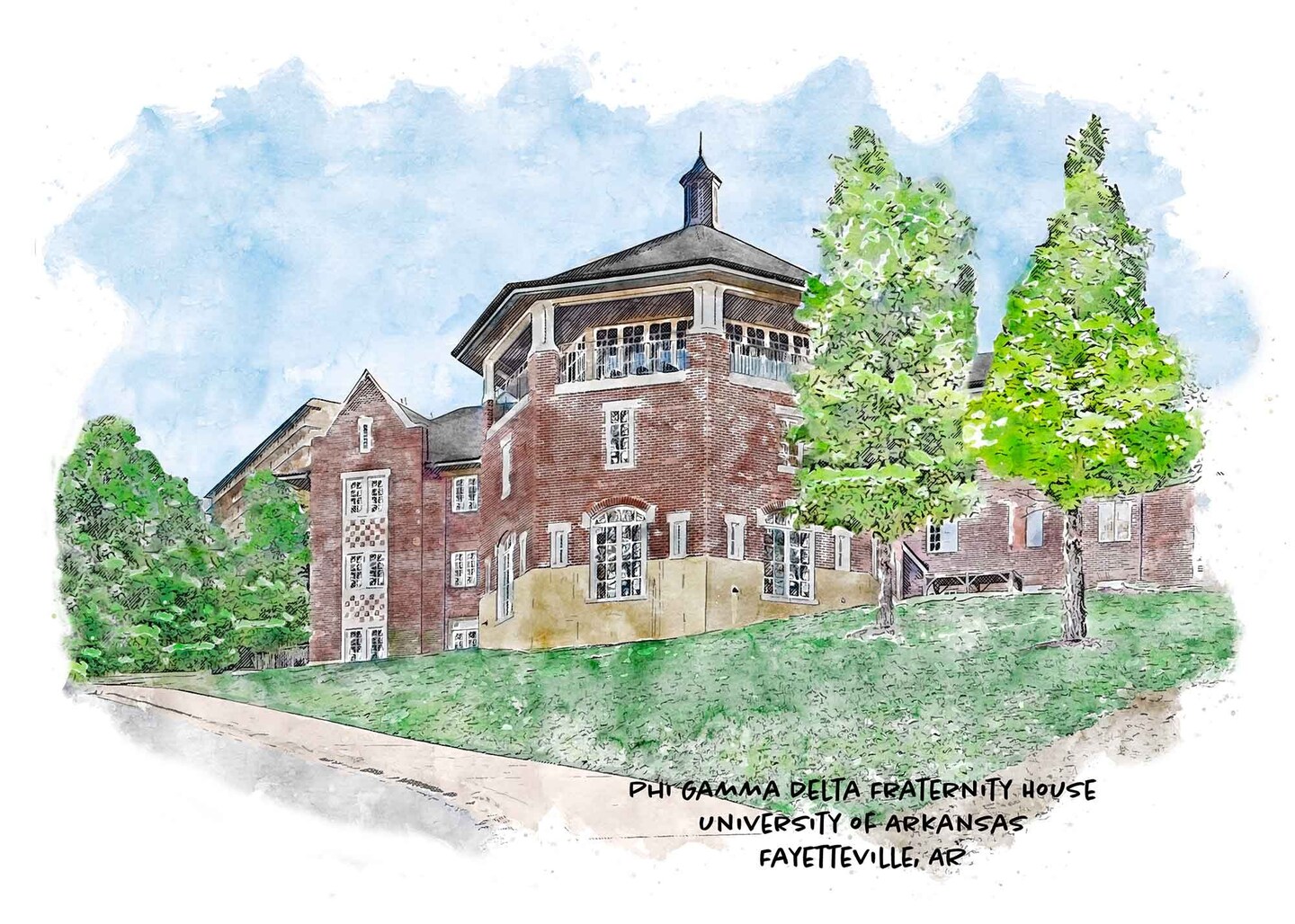 Phi Gamma Delta Fraternity House at the University of Arkansas, UARK, Campus Art, Collegiate Merchandise, Collegiate Gift - image10