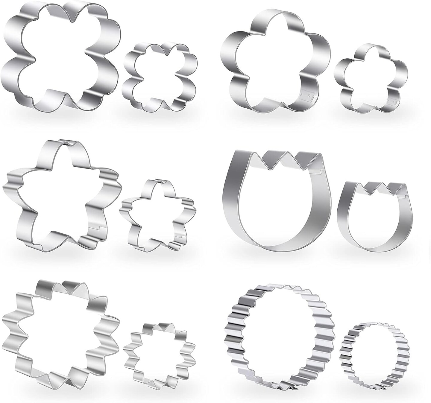12-Piece Flower Cookie Cutter Set - Blossom, Sunflower & More