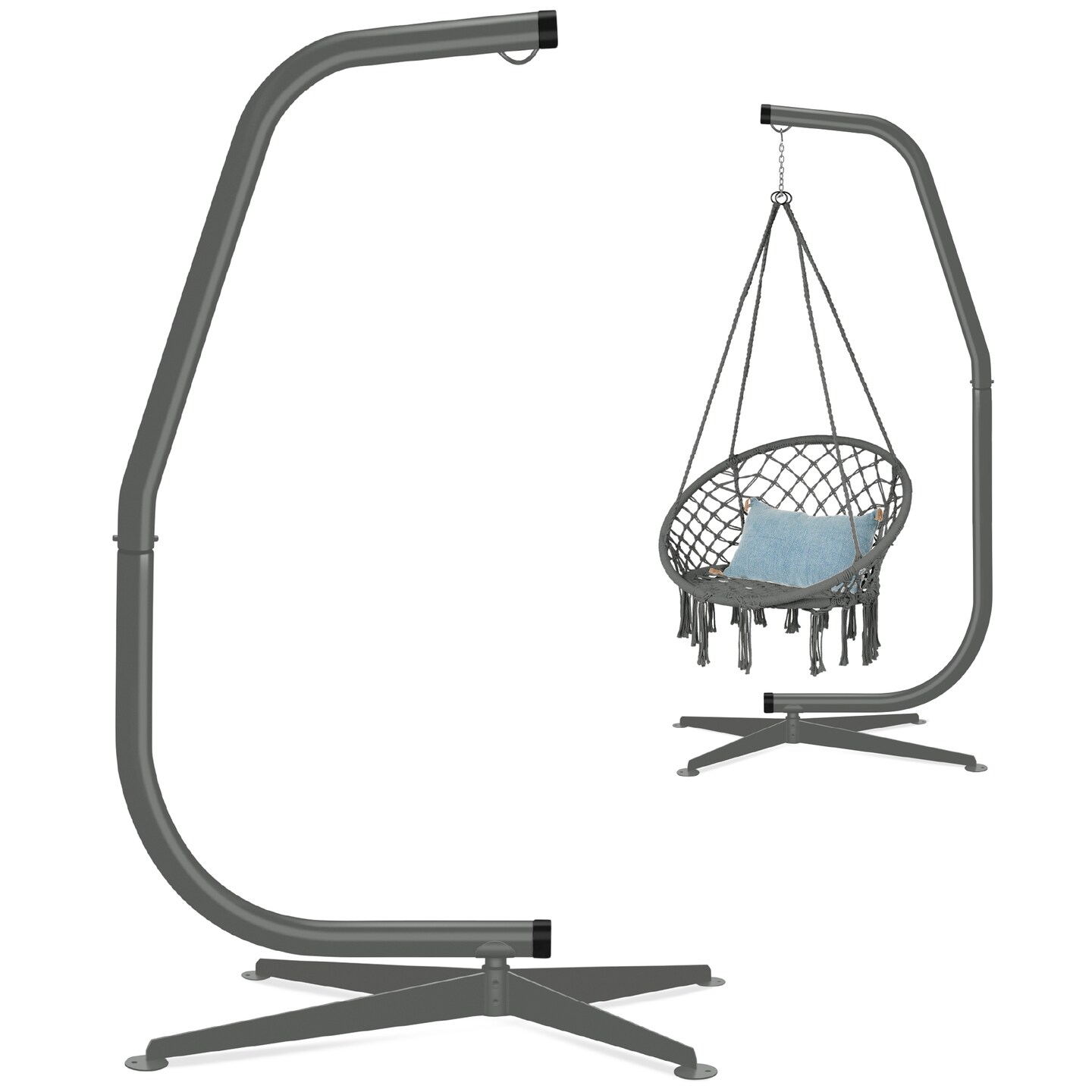 Best Choice Products Metal Hanging Hammock C-Stand for Chair/ Weather-Resistant Finish, Offset Base - Stand Only