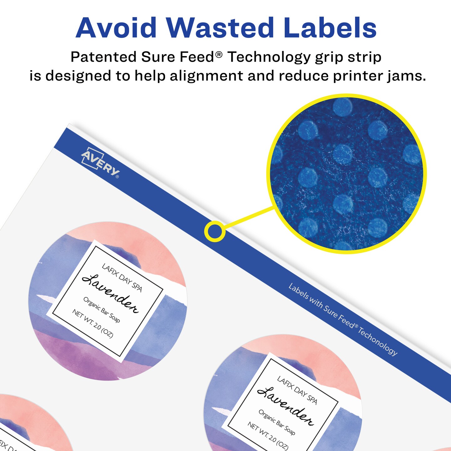 Avery Glossy Clear Round Labels with Sure Feed, 2.5&#x22; diameter
