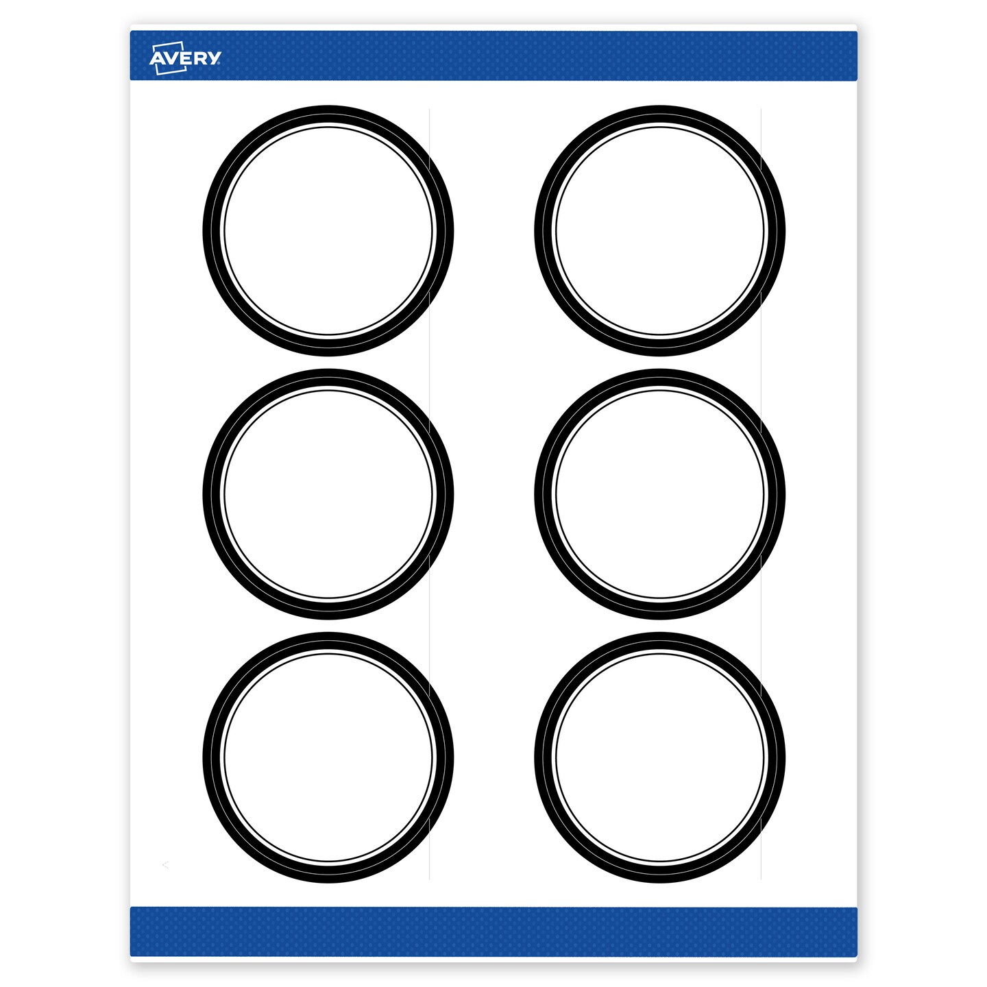 Avery Printable Round Labels, Double Black Border, 3&#x22; Diameter, Matte White Round Labels, Permanent, Laser/Inkjet, 60ct, Great for Product Labels