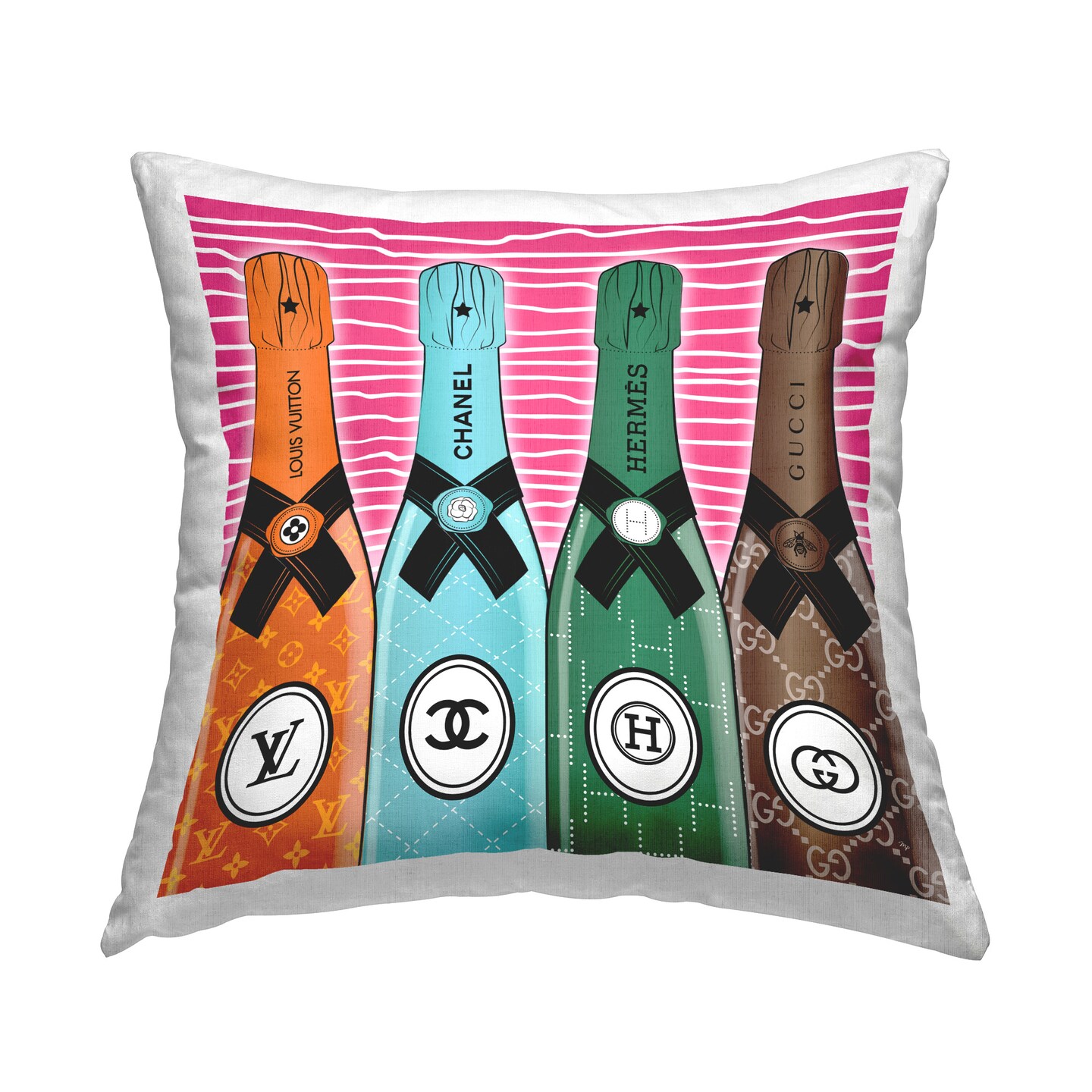 Bold Striped Champagne Design by Martina Pavlova Throw Pillow