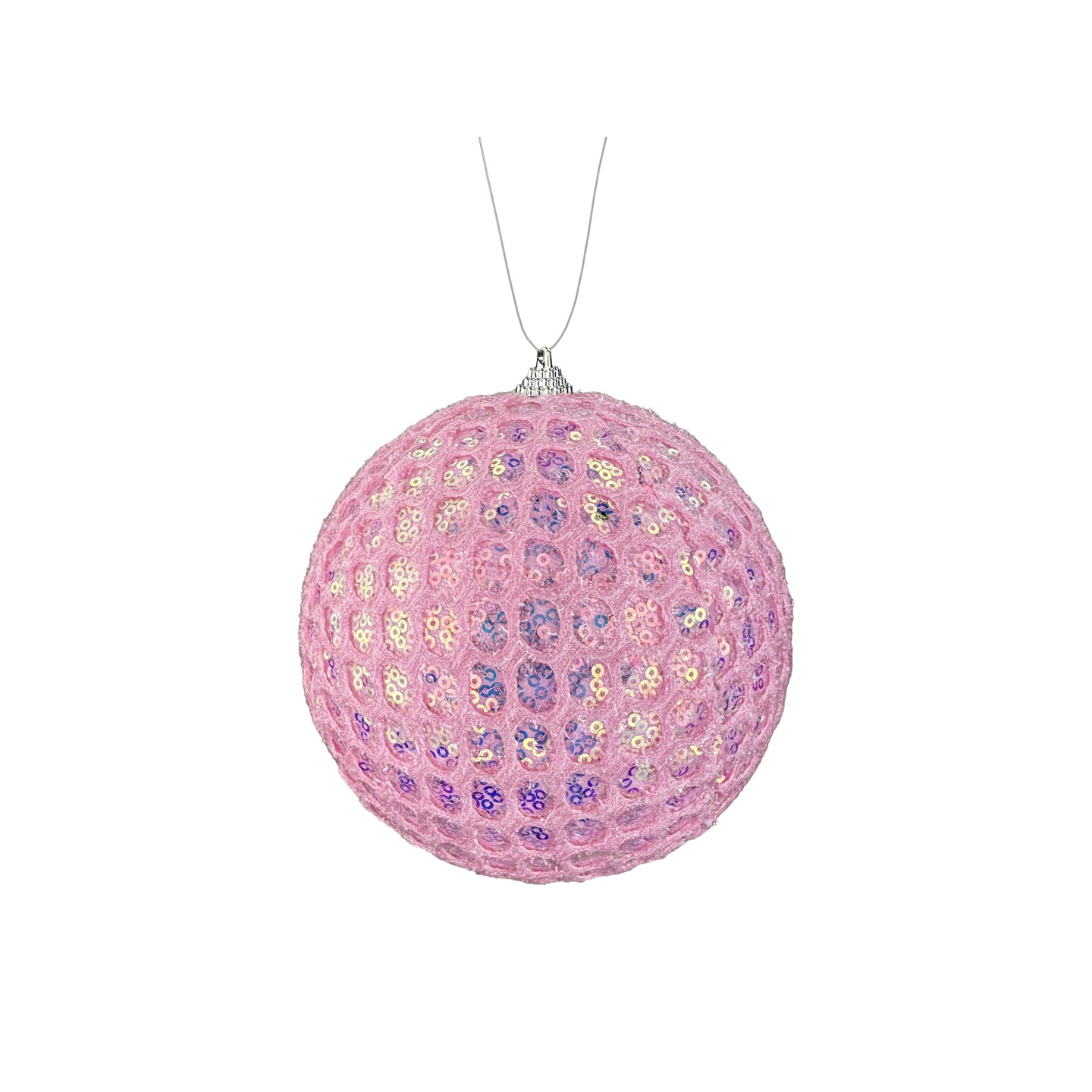 Pink 6" Sequin Ornament Ball – Shatterproof Christmas Tree Decoration-86357PK