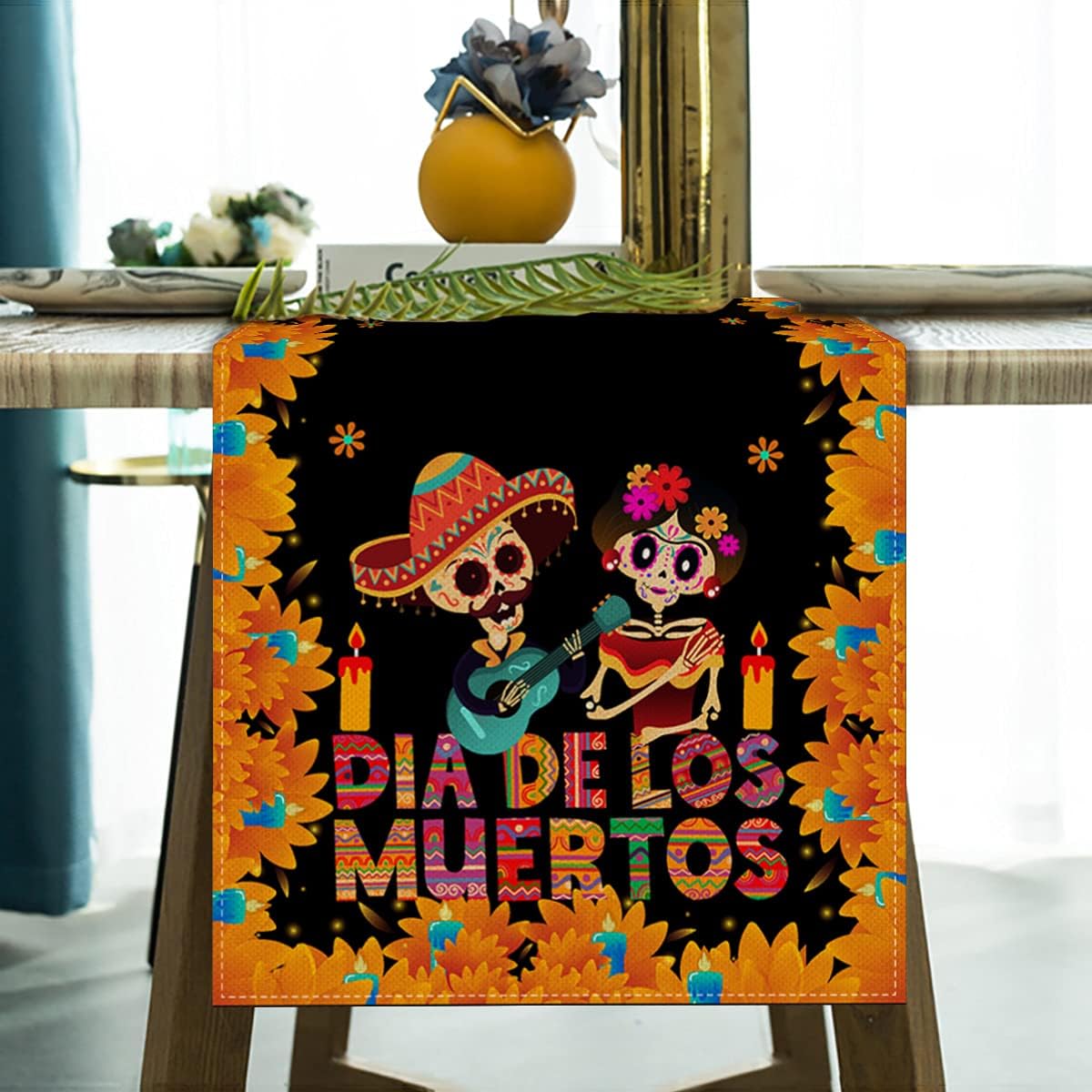Mexican Day of The Dead Table Runner (Multi-color)