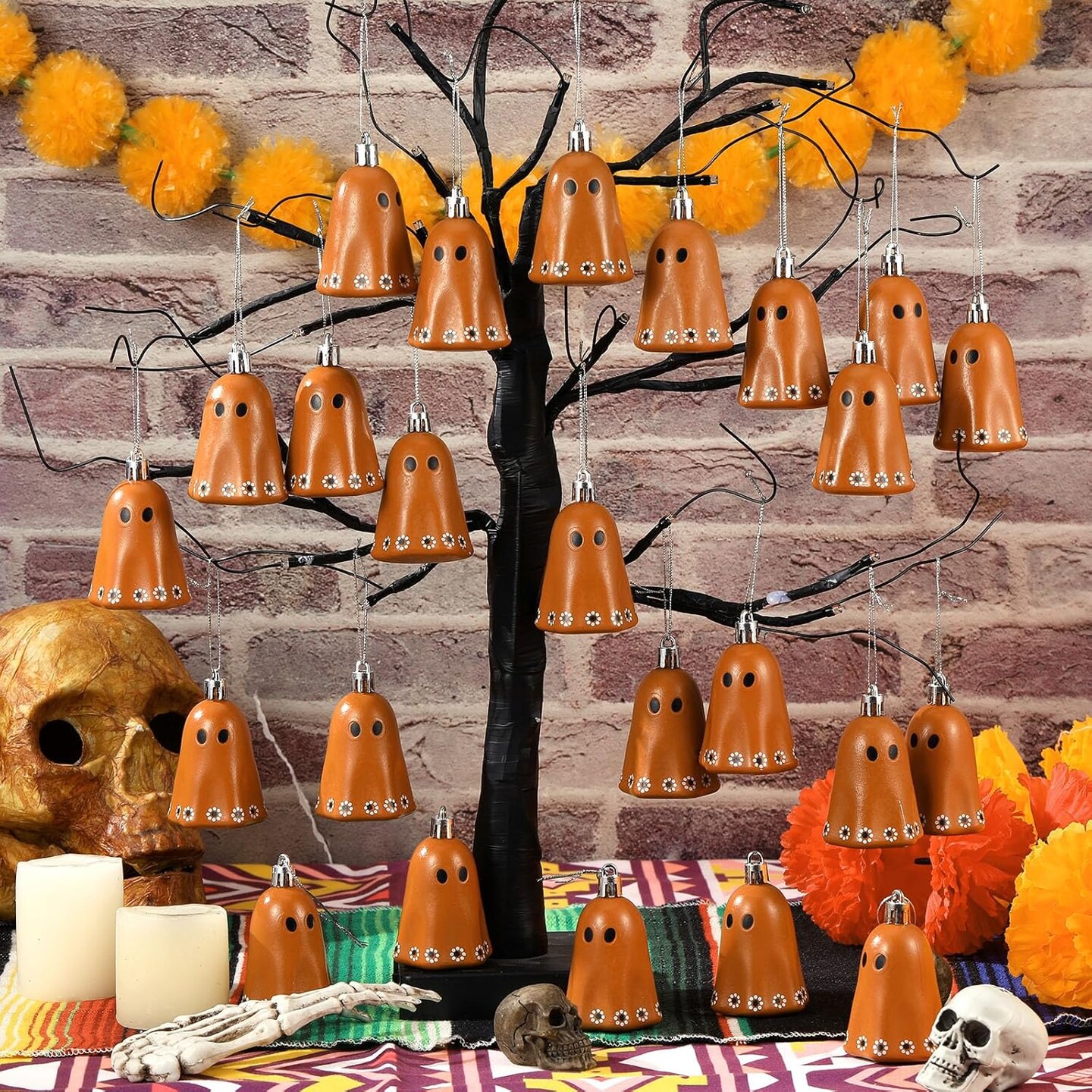 24 Pcs Day of The Dead Mexican Hanging Ghost Ornaments