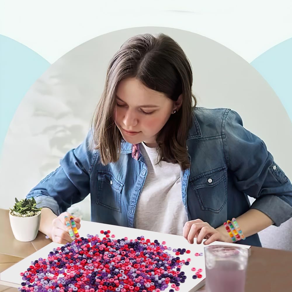 QPIXVB 1100pcs Pony Beads,Craft Beads,Hair Beads,Purple Beads for Bracelets,Christmas Beads,Small Bulk Beads,Beads & Bead Assortments,Bracelet Beads,Kandi Bracelet,Cuentas Para Pulseras