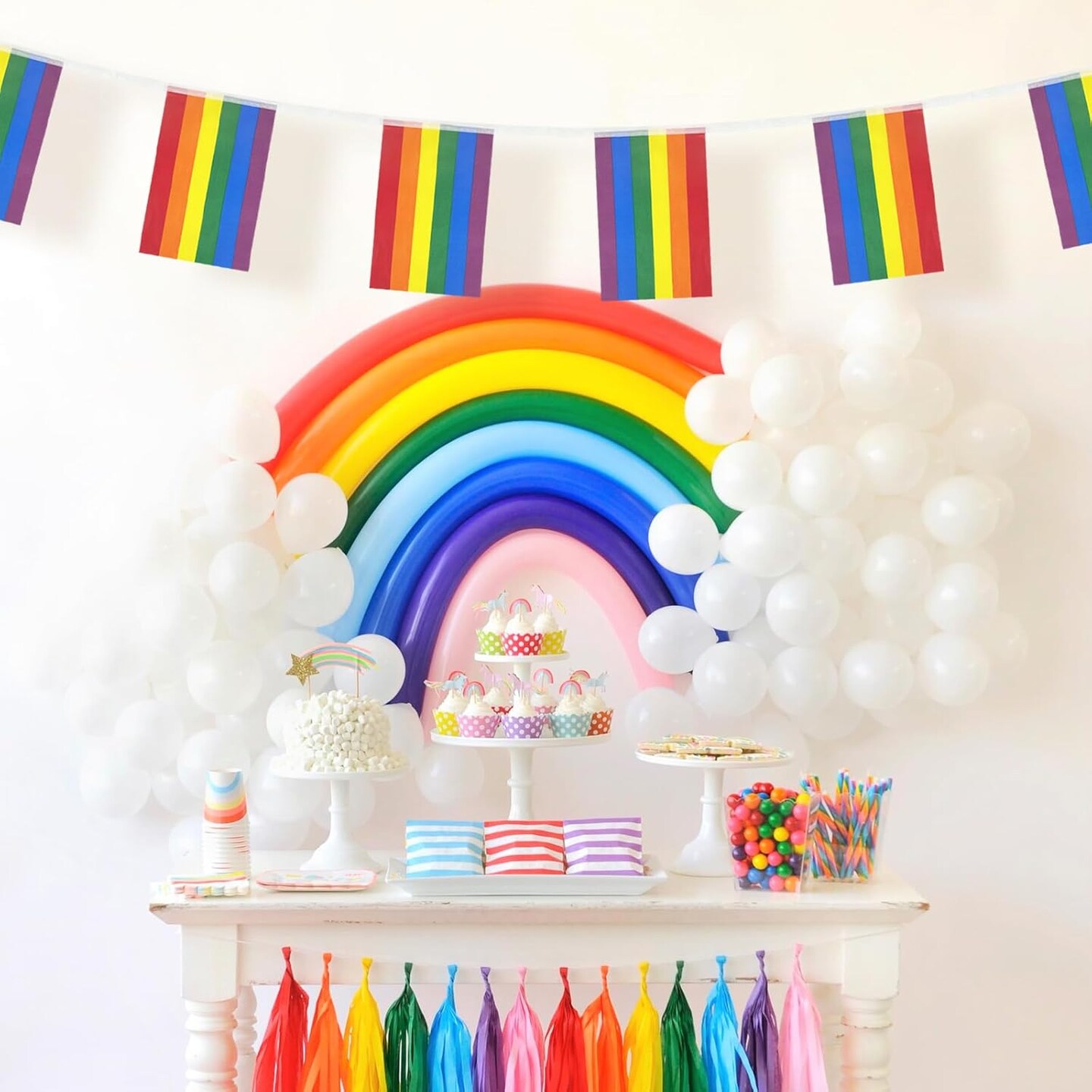 32.8ft Rainbow Pride Flags Banner, Rainbow String Bunting Flag Rainbow Garland Pride Decorations LGBTQ Gay Pride Accessories for Pride Month Home Office Birthday Party