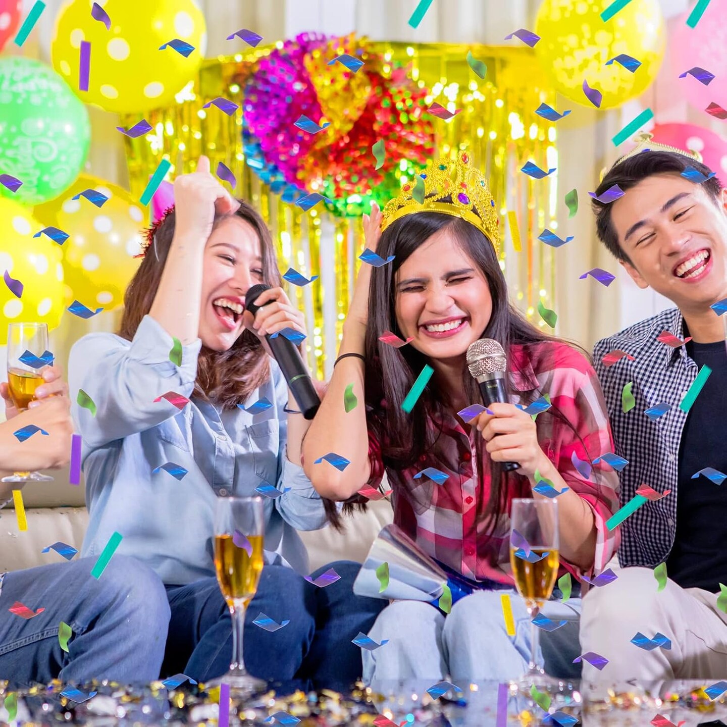 Rectangle Tissue Confetti Multicolor Confetti Sprinkles for Clubs Weddings Birthday Celebrations Fiesta Party Decor, 0.79 x 1.97 Inch(300g,Paper)