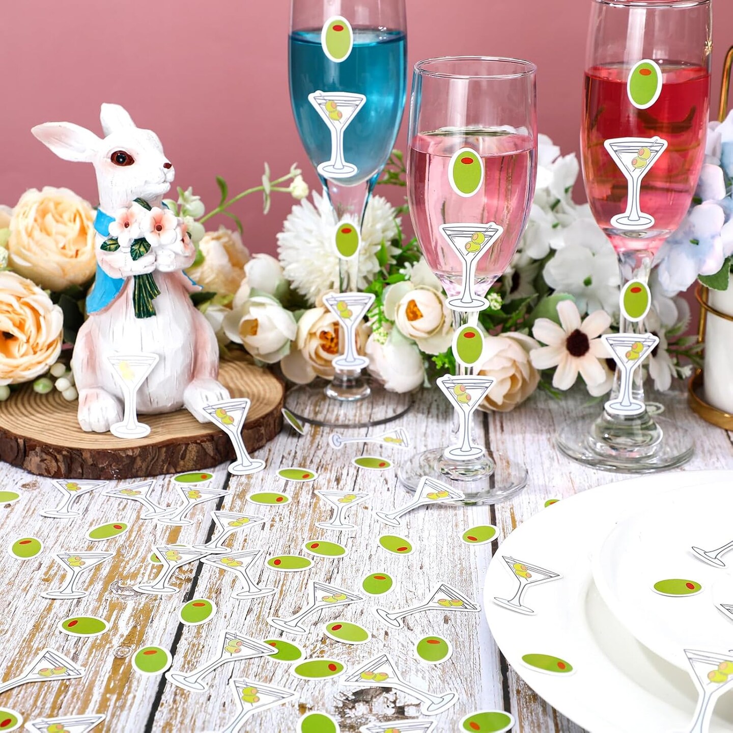 400 Pcs Martini Birthday Party Confetti Bikinis and Martini Cups Confetti for Bridal Shower Engagement Bachelorette Party Supplies(Classic)