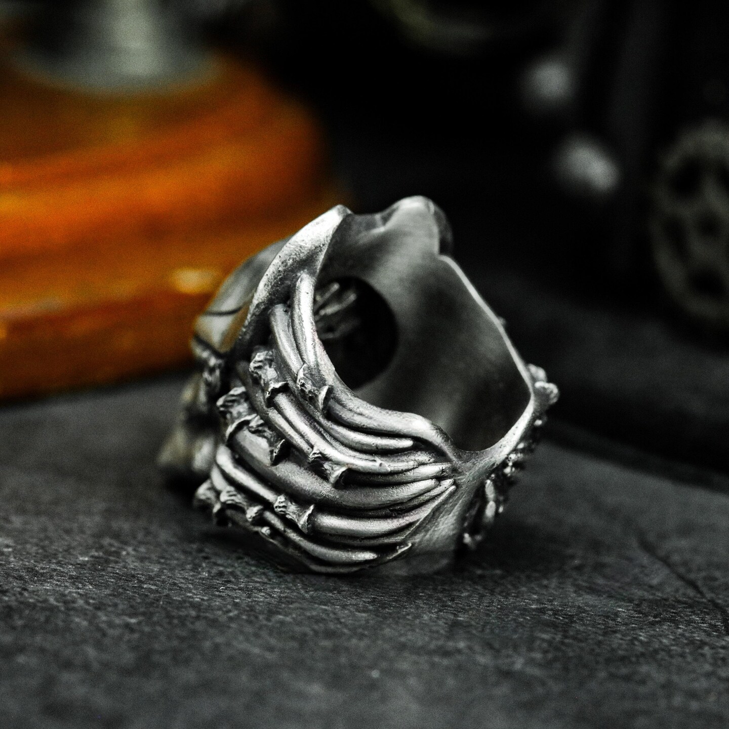 Predator Sci-Fi Skull Ring - 925 Silver Handmade | MakerPlace by
