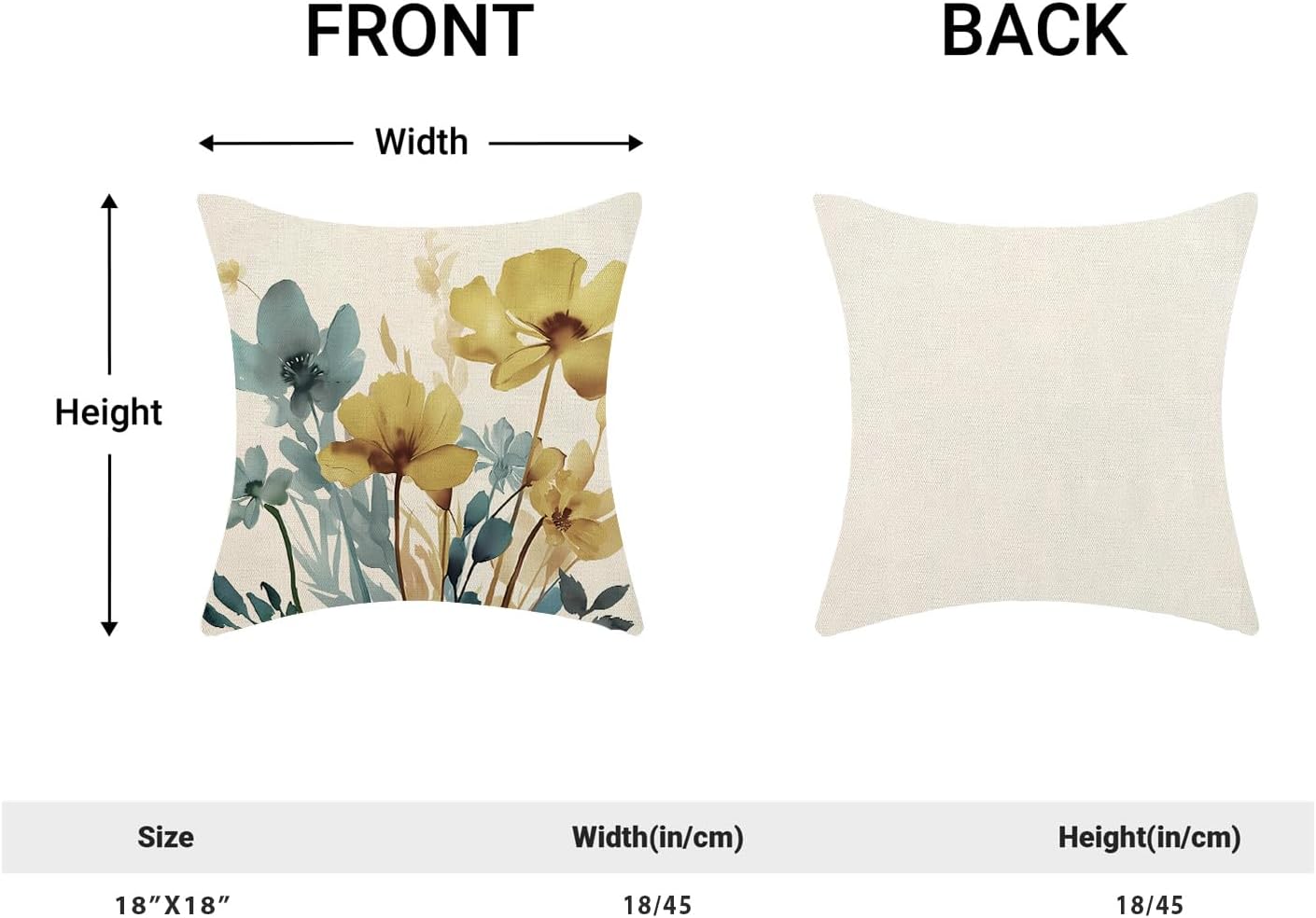 Modern Summer Flower Decoration Pillow Covers Farmhouse Decorative Linen Cushion Cover For Sofa Couch