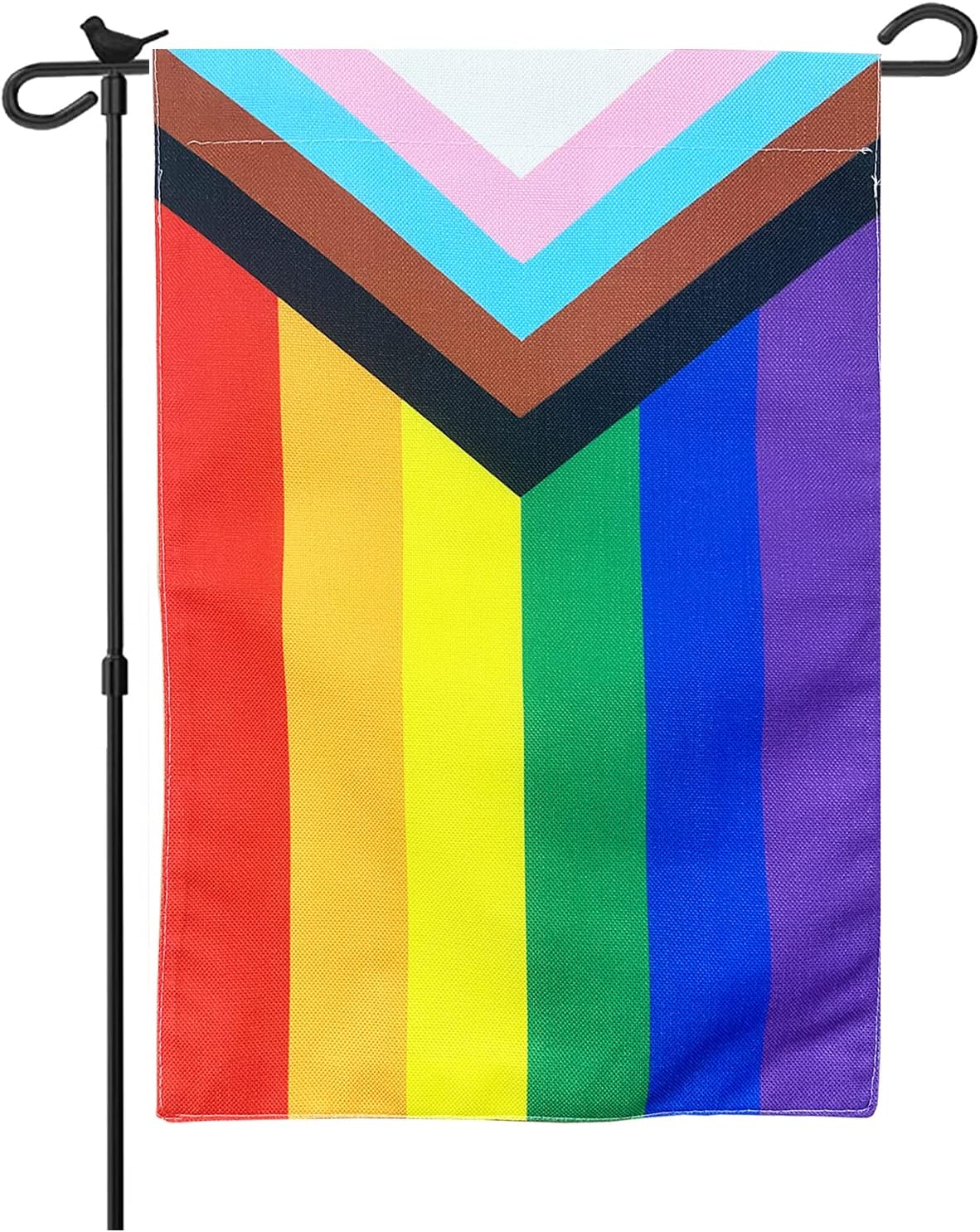 Progress Pride Garden Flag - Small Rainbow LGBT Flags 12x18 Inch Gay Lesbian Transgender Community Banner Fade Resistant for Indoor Outdoor Yard