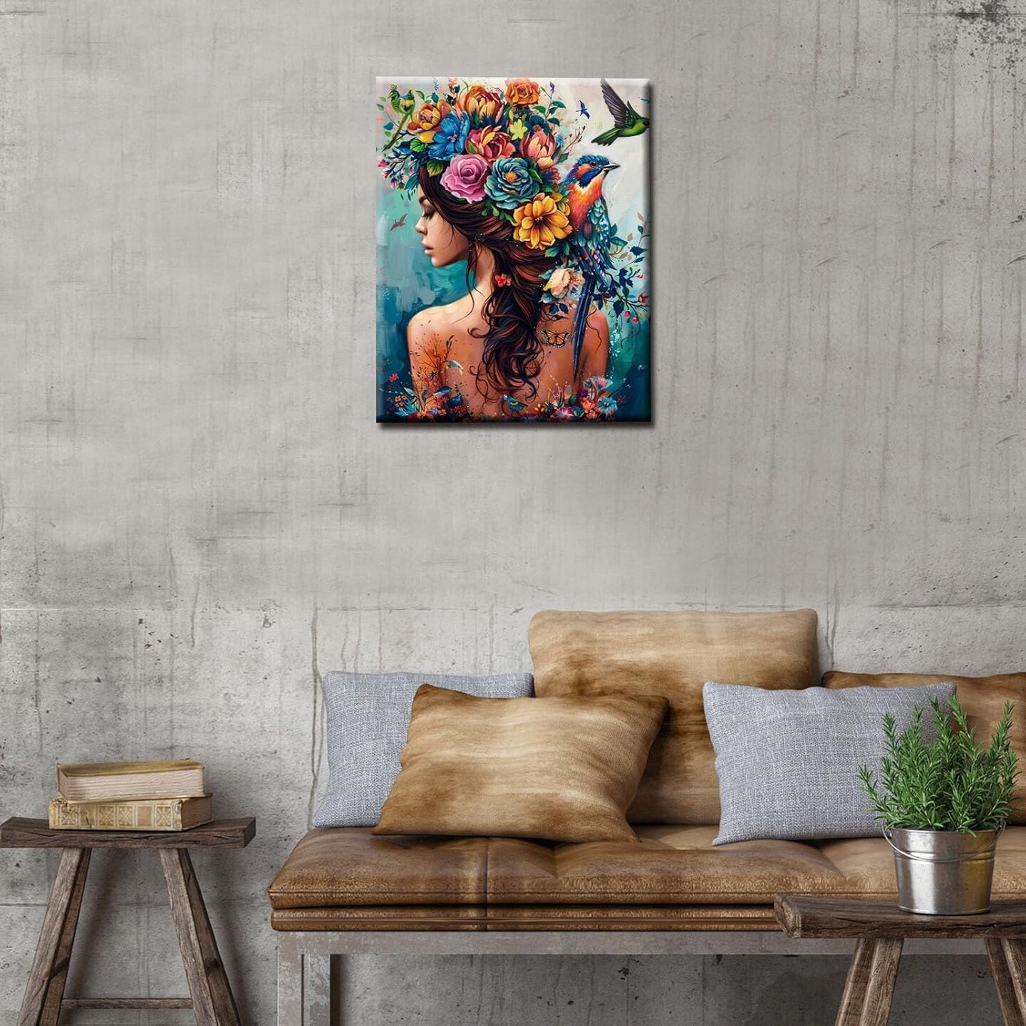 Full Back Tattoo Women Painting by Numbers for Adults Beginner,Lion Paint by Number on Canvas Easy to Paint for Beginner with Pigment and Brushes Artwork for Home Decor Without Frame 16&#x27;&#x27;X20&#x27;&#x27;
