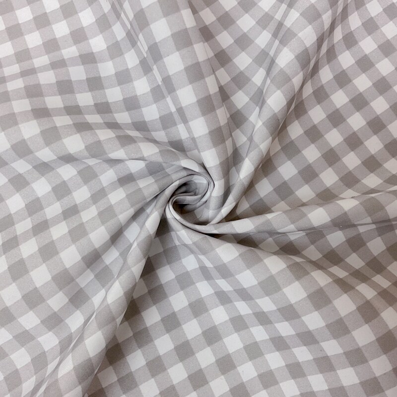 Gray-White Gingham Water Repellent Board Short Woven Fabric By the Yard