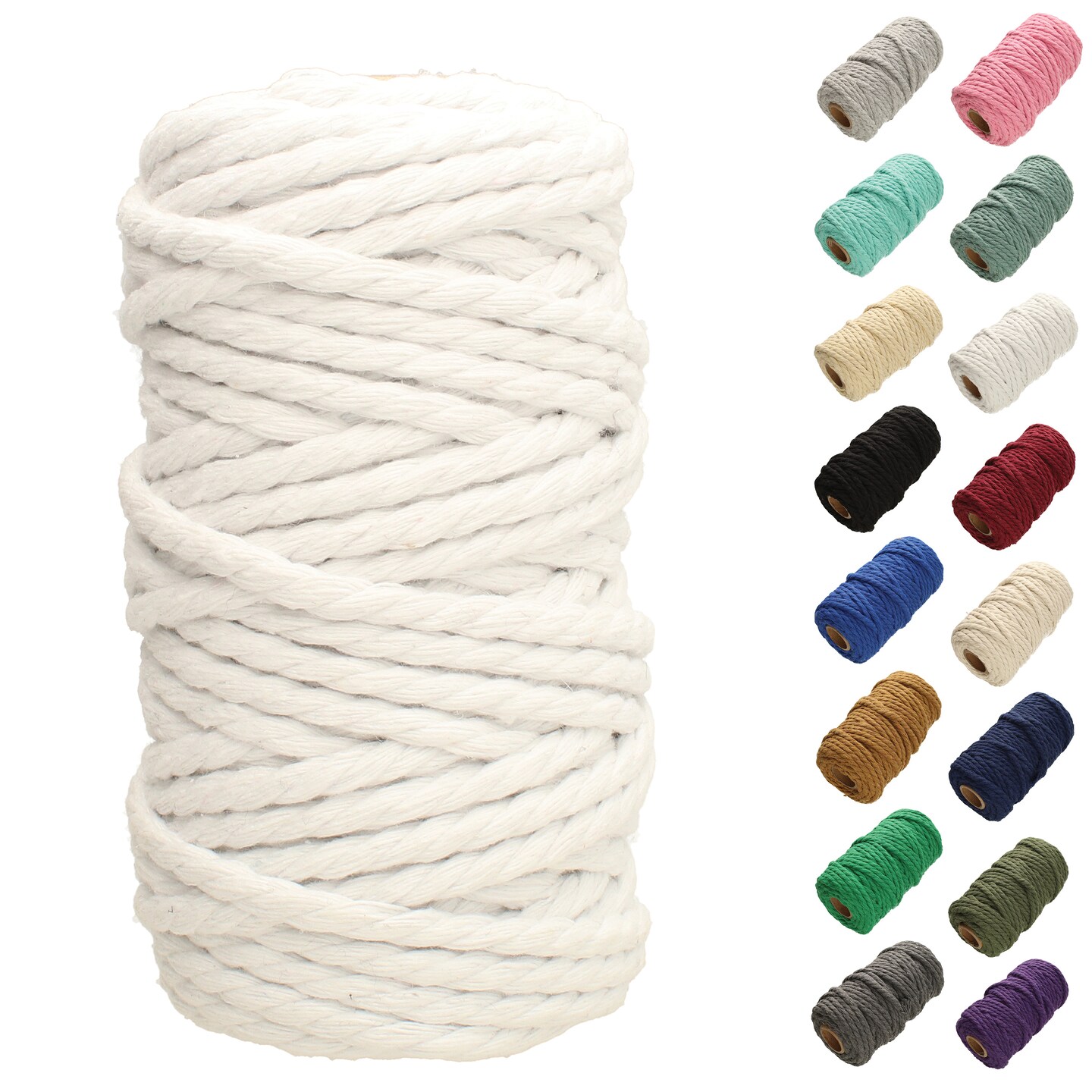 White Lion Macramé Cord – Cotton Rich Macrame Rope, 4 mm, 75 Feet, Yarn for Wall Decor, Crochet, Gift Wrapping, Wall Hanging, Plant Hangers, Handmade Crafts, Knitting