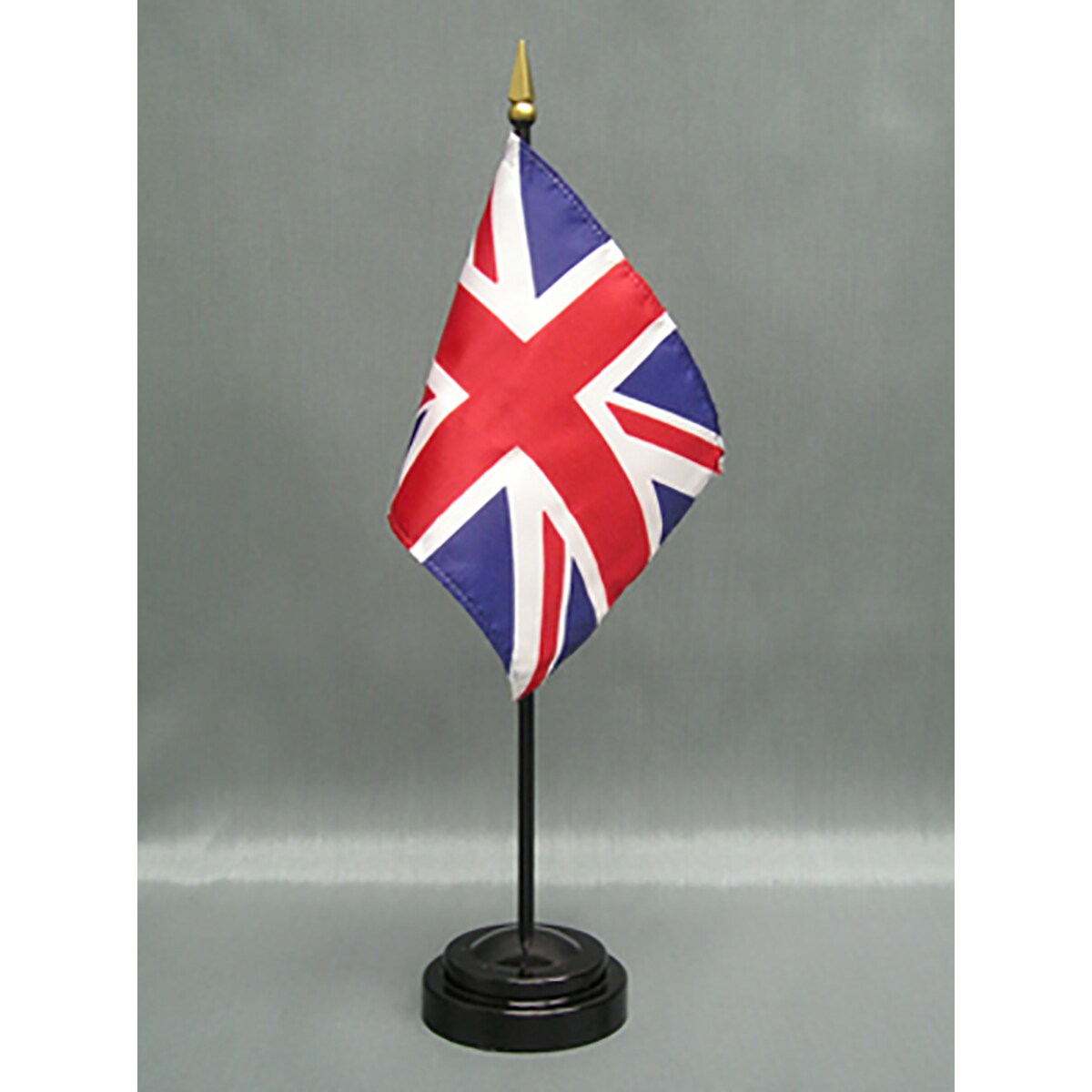 1 American and 1 British (Great Britain) Mini Desk Flags – Set of 2 with Stands, 4"x6" Rayon