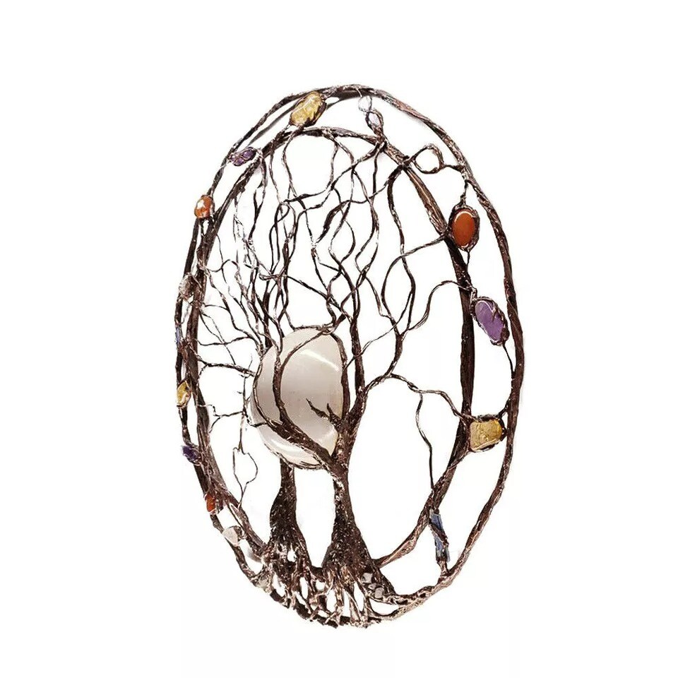 Garden Hanging Sculpture Circle of Life Metal Tree Wall Ornament Holiday Decor