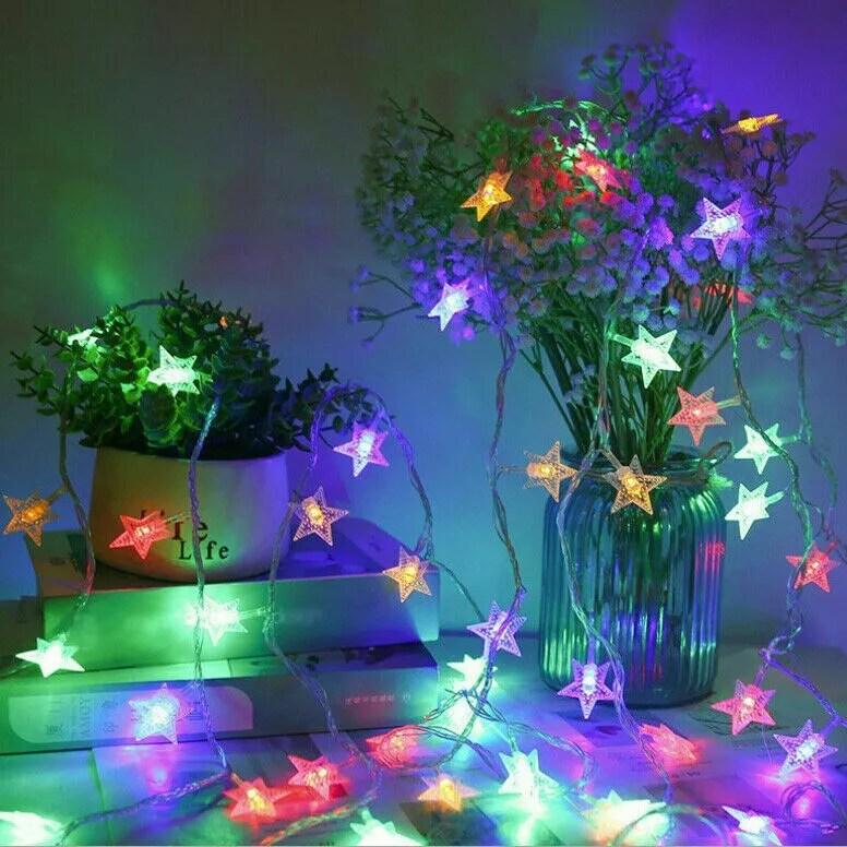 Battery Operated 50 LED Star Fairy String Lights Lamp Christmas Party Home Decor