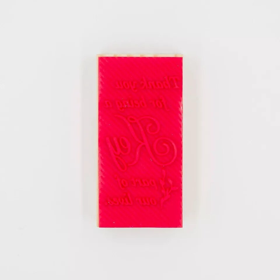 Wooden Rubber Stamp for Tags, Wedding Guest Favors (Thank You Cursive)