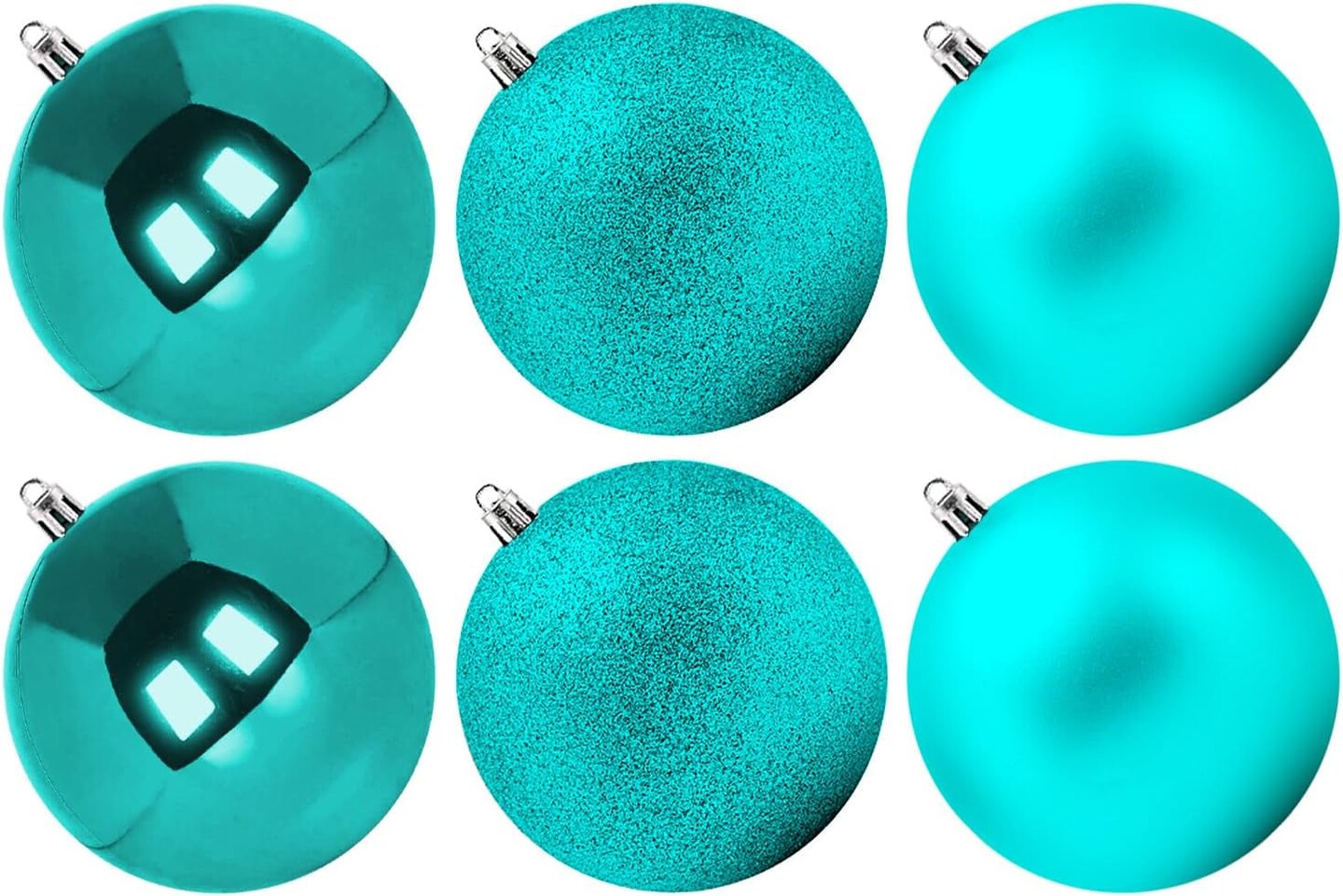 Extra Large Size Outdoor Christmas Ornaments, Oversized Huge Big Shatterproof Xmas Christmas Plastic Balls for outside Lawn Yard Tree Hanging Decorations (4"/100Mm, Teal, 6 Packs)