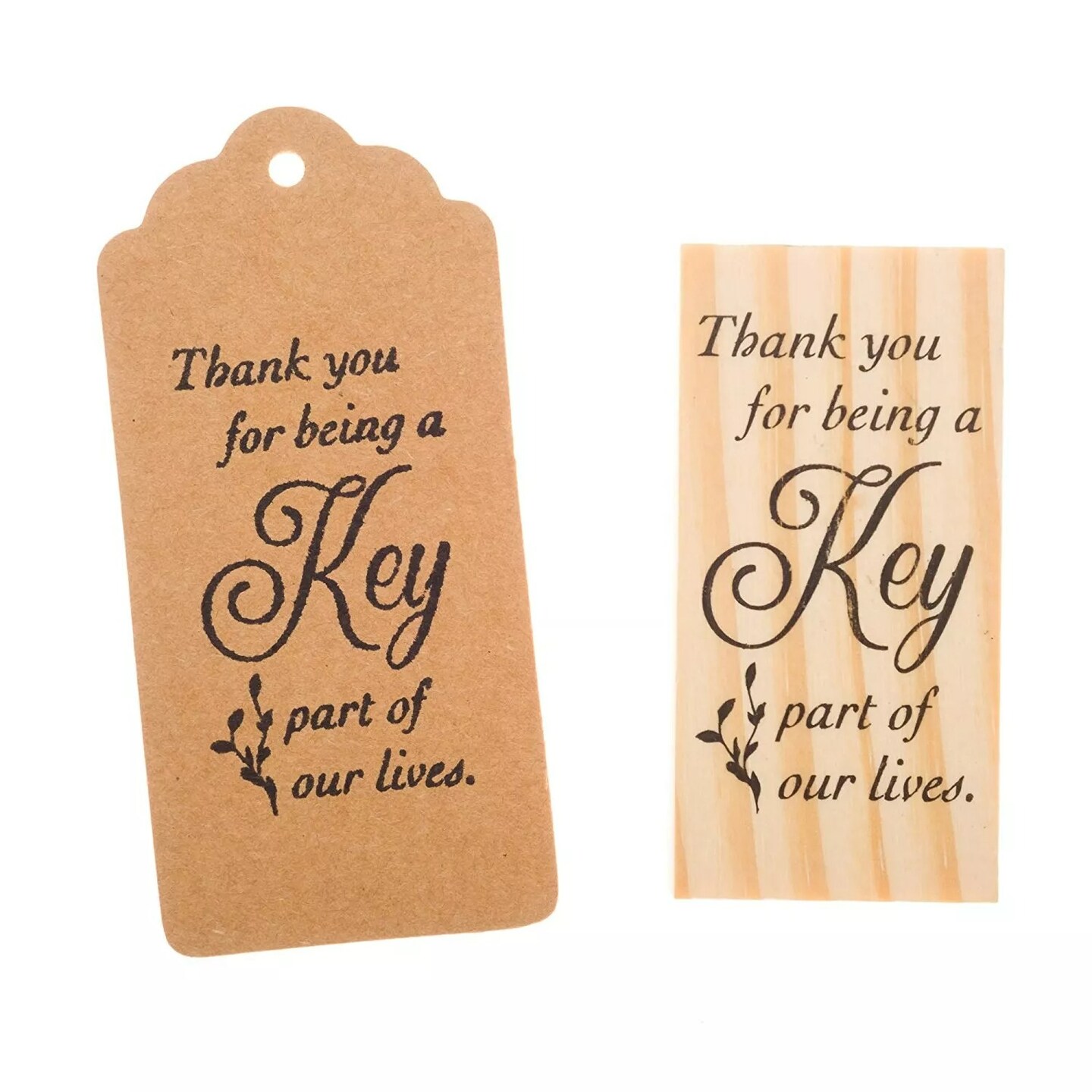 Wooden Rubber Stamp for Tags, Wedding Guest Favors (Thank You Cursive)