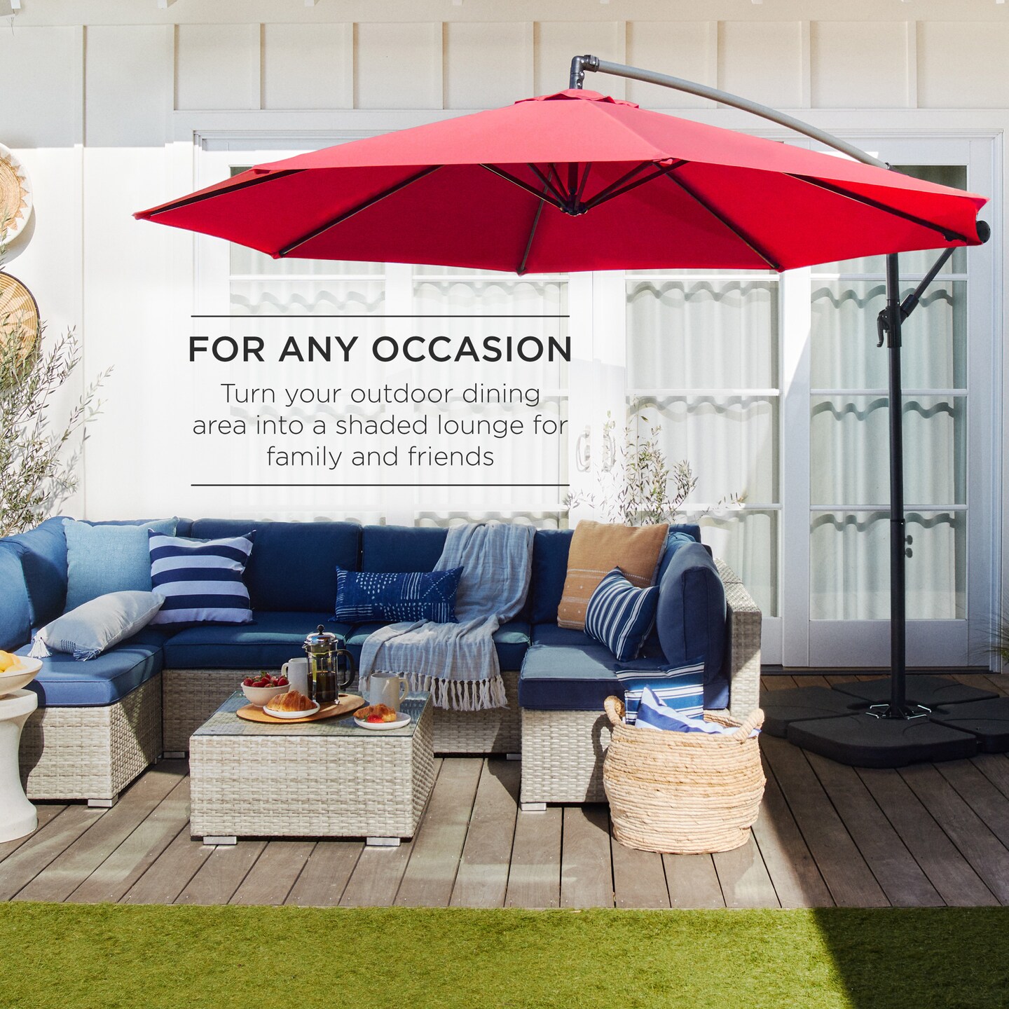 Best Choice Products 10ft Offset Hanging Outdoor Market Patio Umbrella w/ Easy Tilt Adjustment