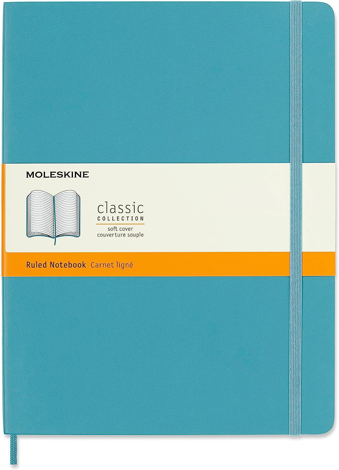 Classic Notebook, Soft Cover, XL (7.5&#x22; X 9.5&#x22;) Ruled/Lined, Reef Blue, 192 Pages