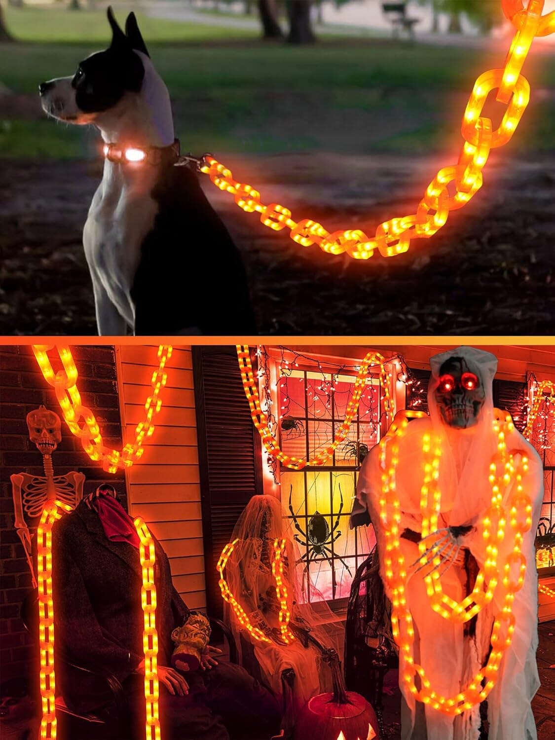Halloween Decorations Battery String Lights - 10 Ft 160 LED Plastic Chain String Lights with Waterproof, 8 Lighting Modes and Timer Function (Orange)