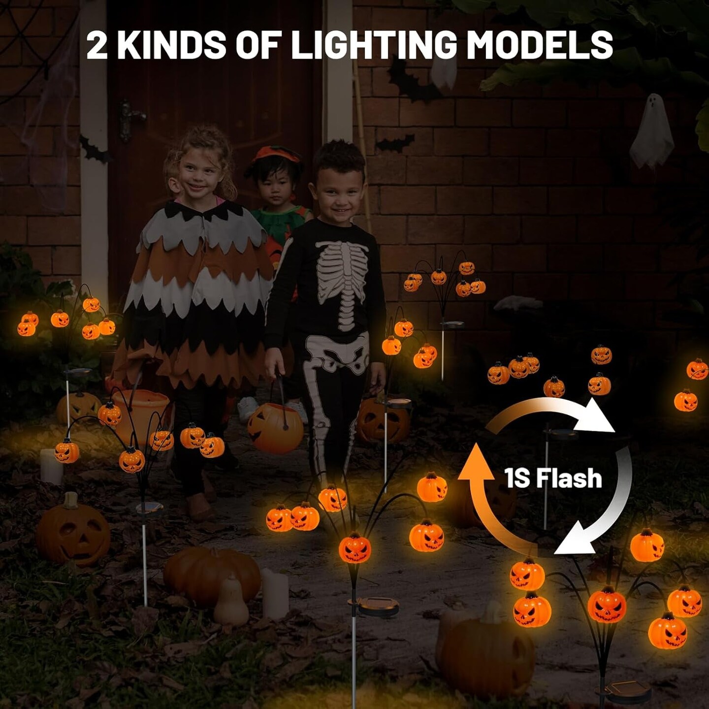 Halloween Decorations Outdoor,  Pumpkin Solar-Lights for outside Halloween Decor, Waterproof 12LED Orange Scary Spooky Swaying Lamps for Garden, Yard, Patio, Pathway, Halloween Party Deco